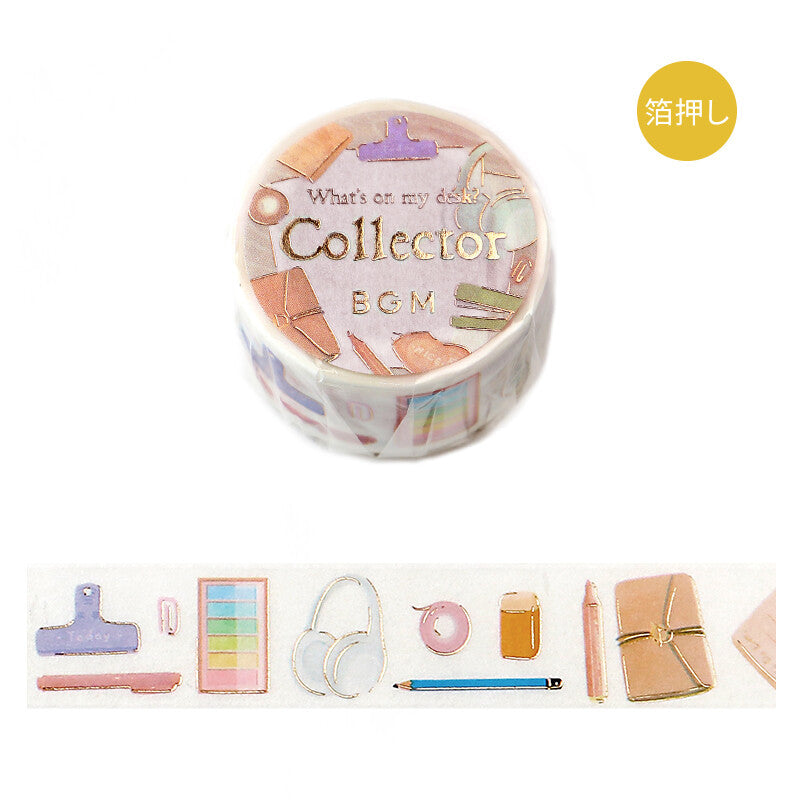 BGM Collector washi tape with stationery-themed desk setup