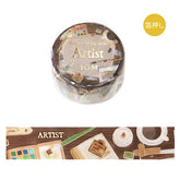 BGM Artist washi tape with art tools and creative desk setup