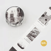 Collage style BGM washi tape featuring black and white photos