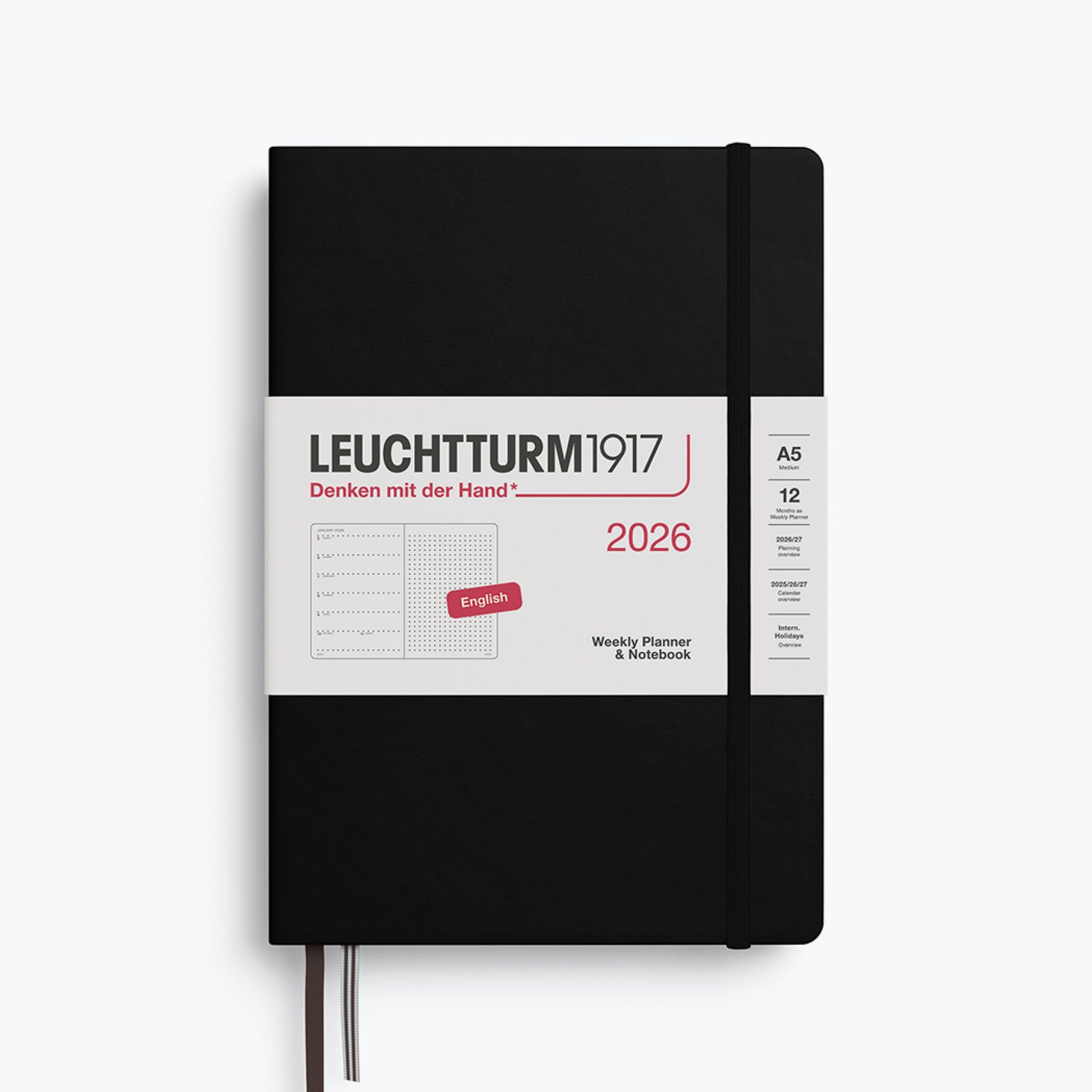 Leuchtturm1917 - 2026 Diary - Weekly Notebook - Dotted - A5 - Black