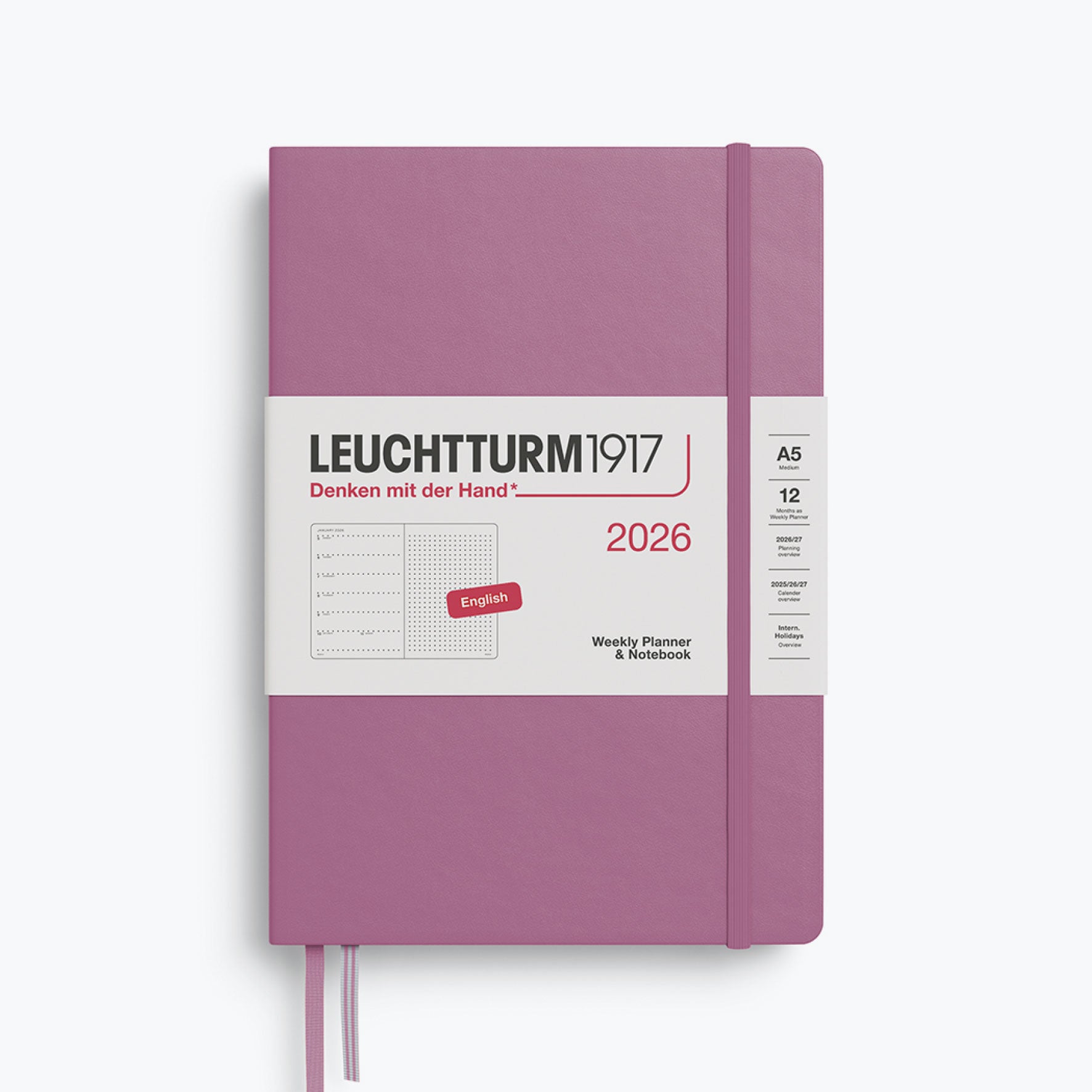 Leuchtturm1917 - 2026 Diary - Weekly Notebook - Dotted - A5 - Dusty Rose