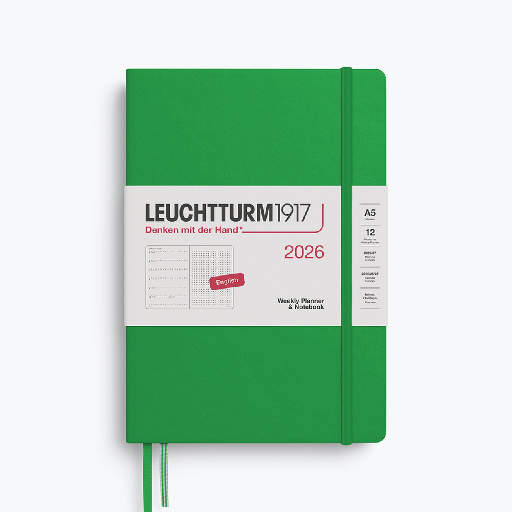 Leuchtturm1917 - 2026 Diary - Weekly Notebook - Dotted - A5 - Spring Leaf