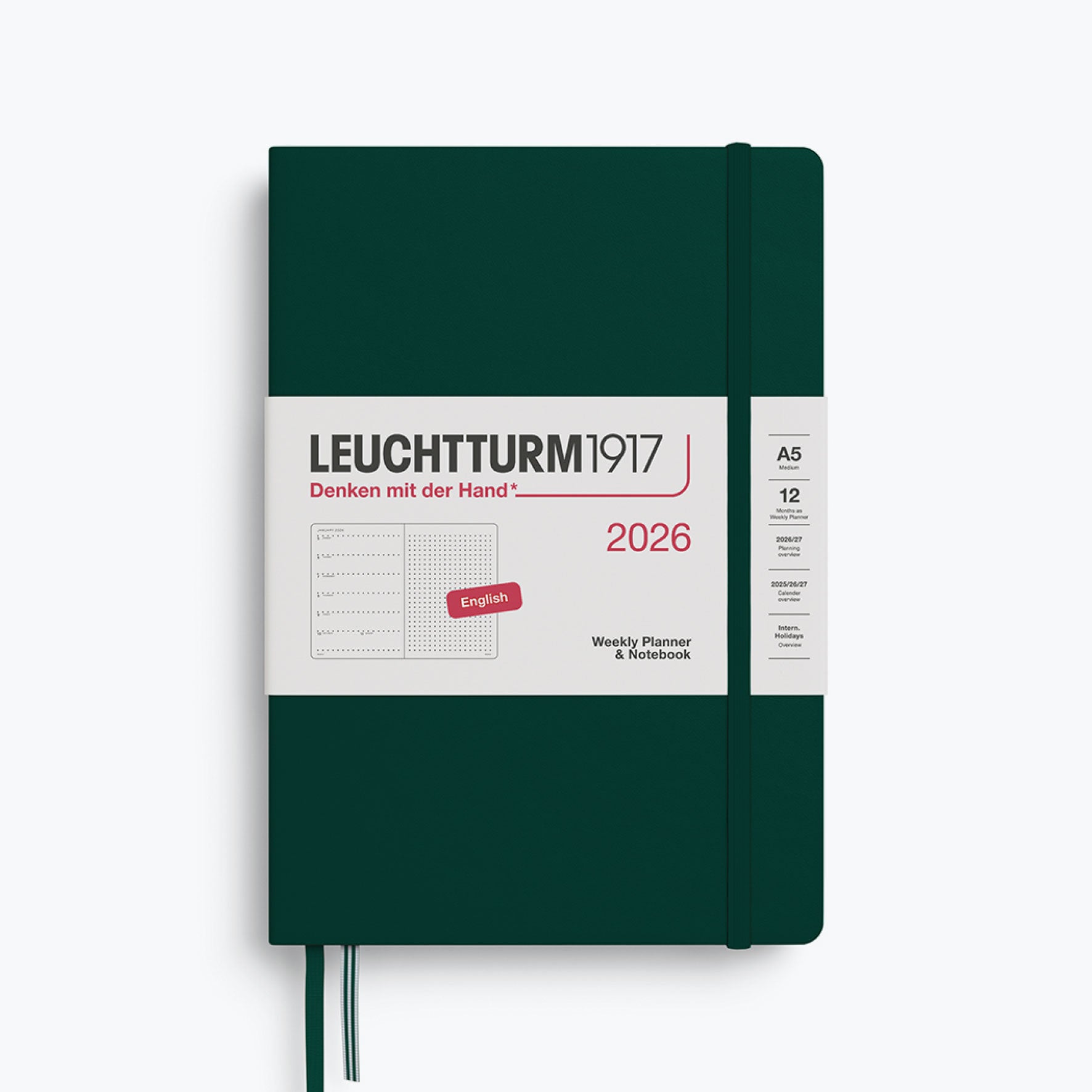 Leuchtturm1917 - 2026 Diary - Weekly Notebook - Dotted - A5 - Forest Green