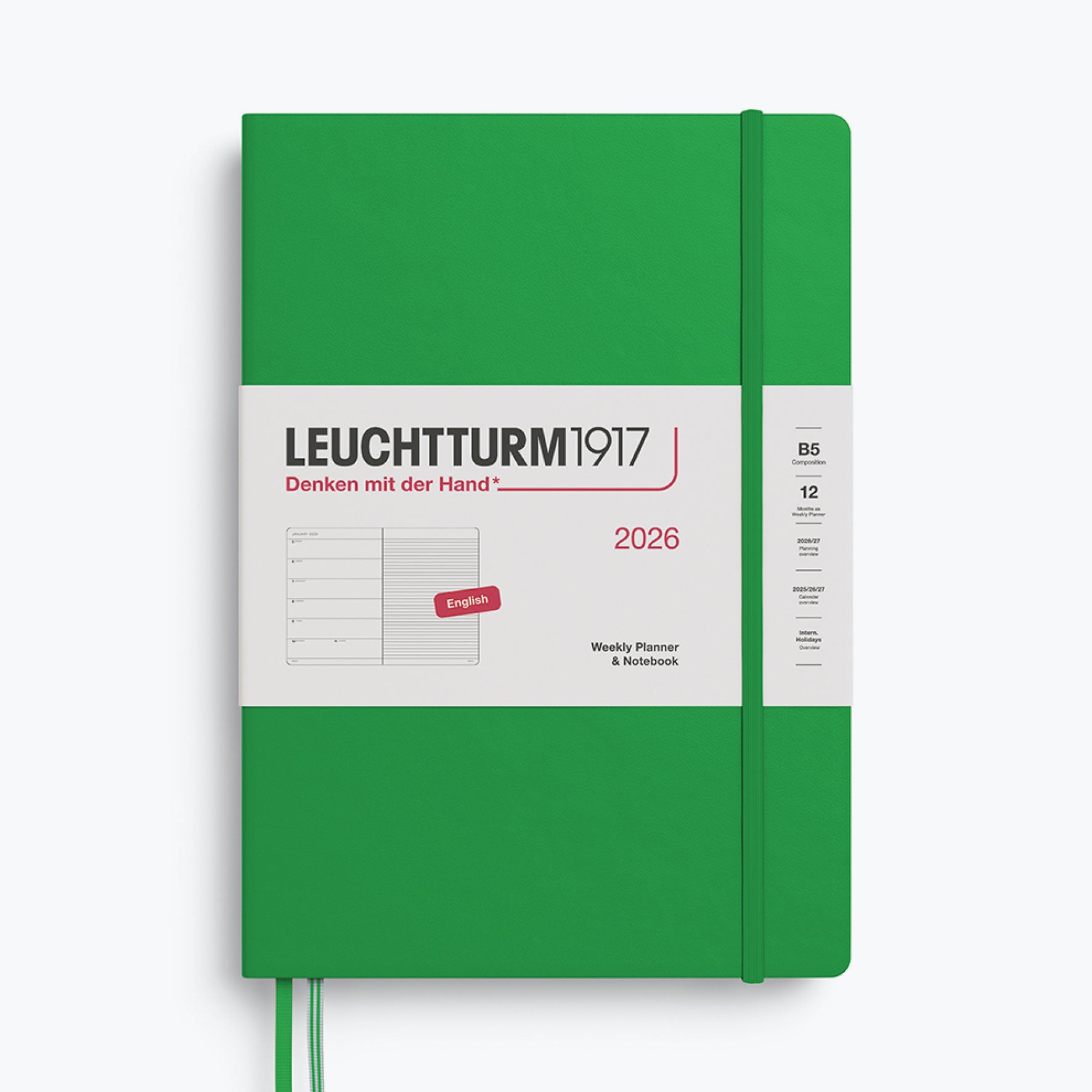 Leuchtturm1917 - 2026 Diary - Weekly Notebook - B5 - Spring Leaf
