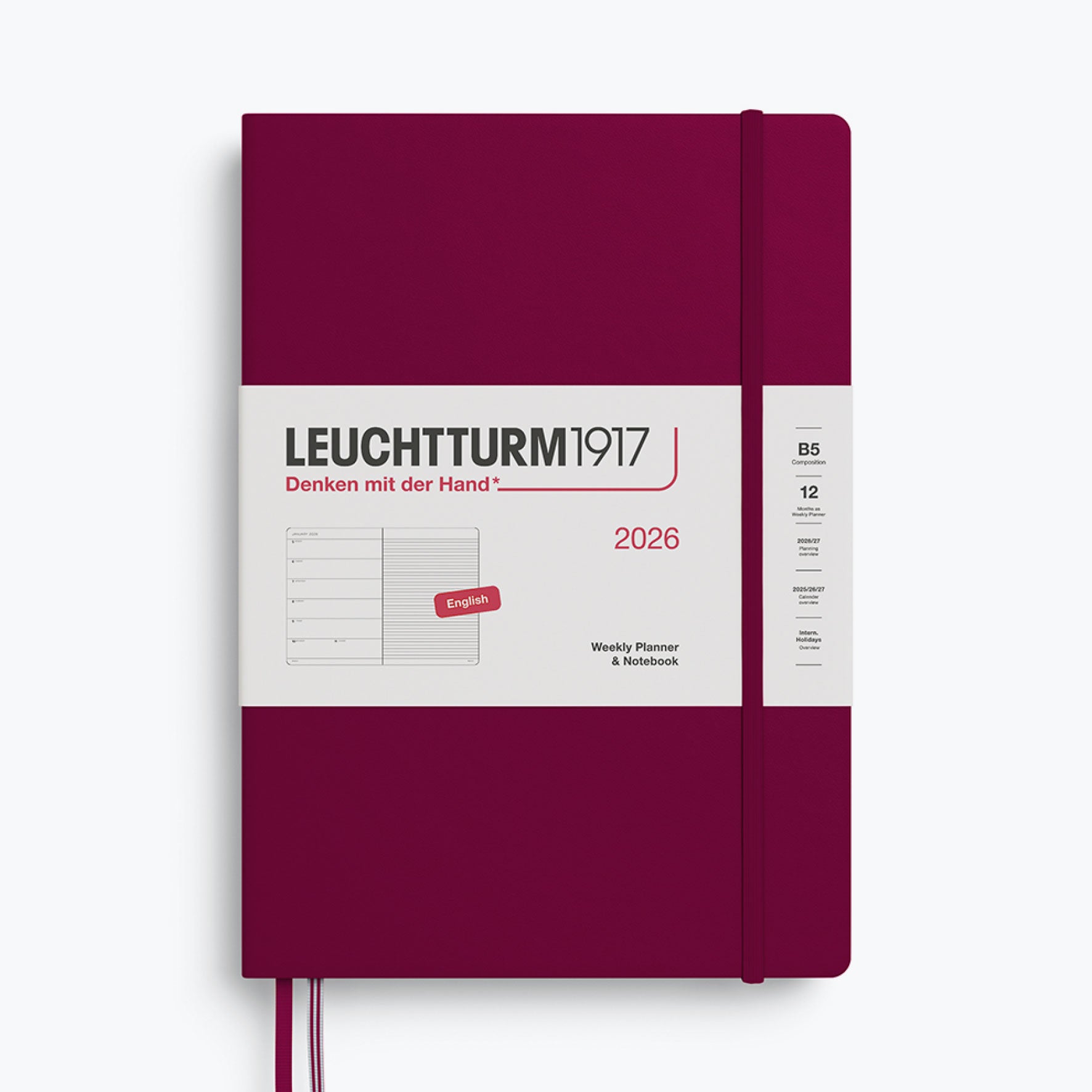 Leuchtturm1917 - 2026 Diary - Weekly Notebook - B5 - Port Red