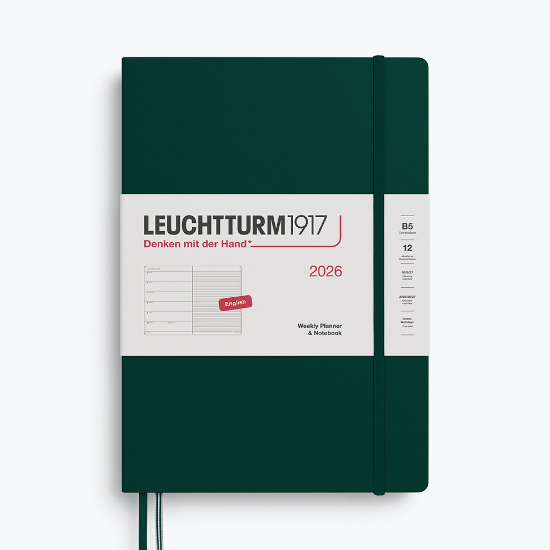 Leuchtturm1917 - 2026 Diary - Weekly Notebook - B5 - Forest Green
