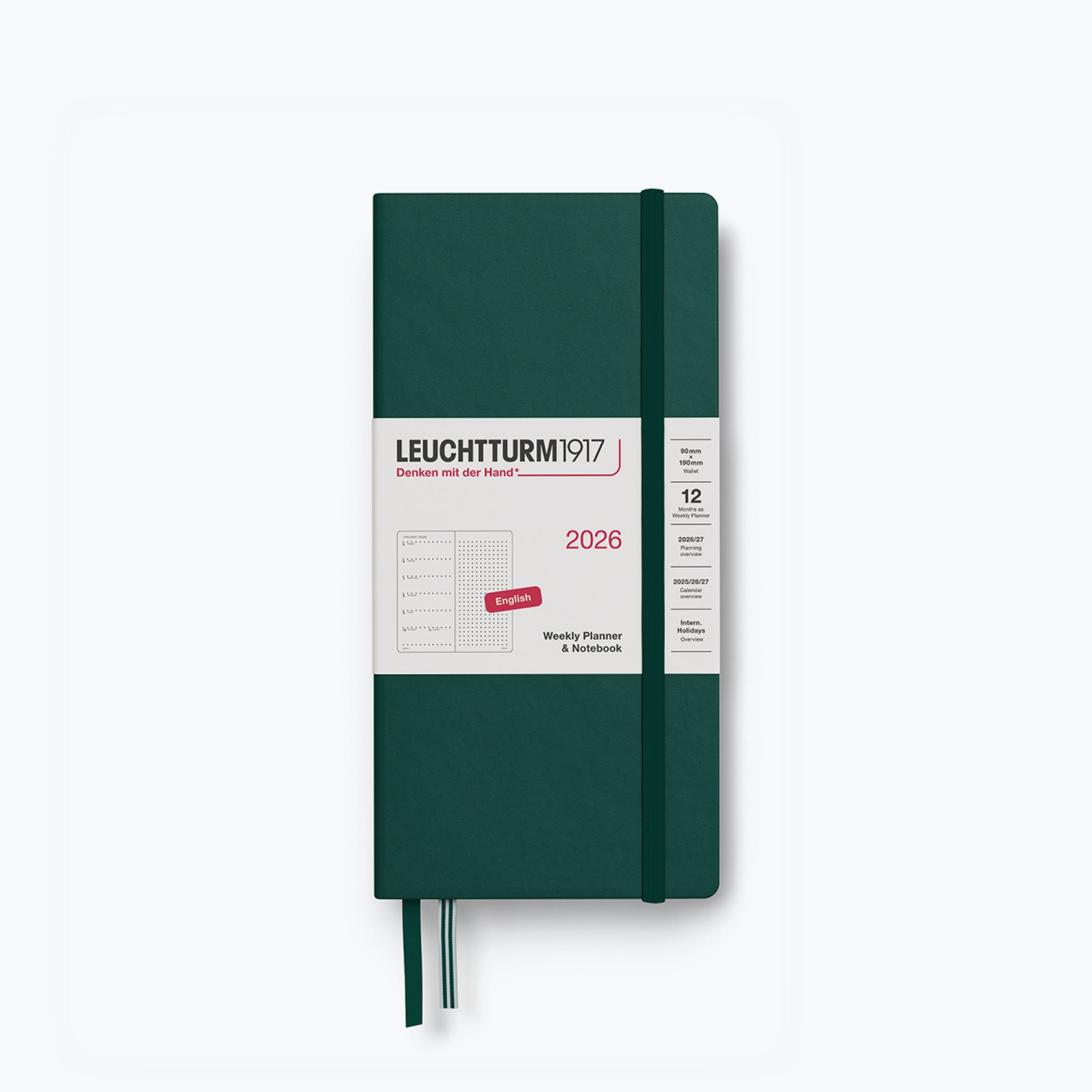 Forest Green Leuchtturm1917 weekly dotted notebook in the Wallet format