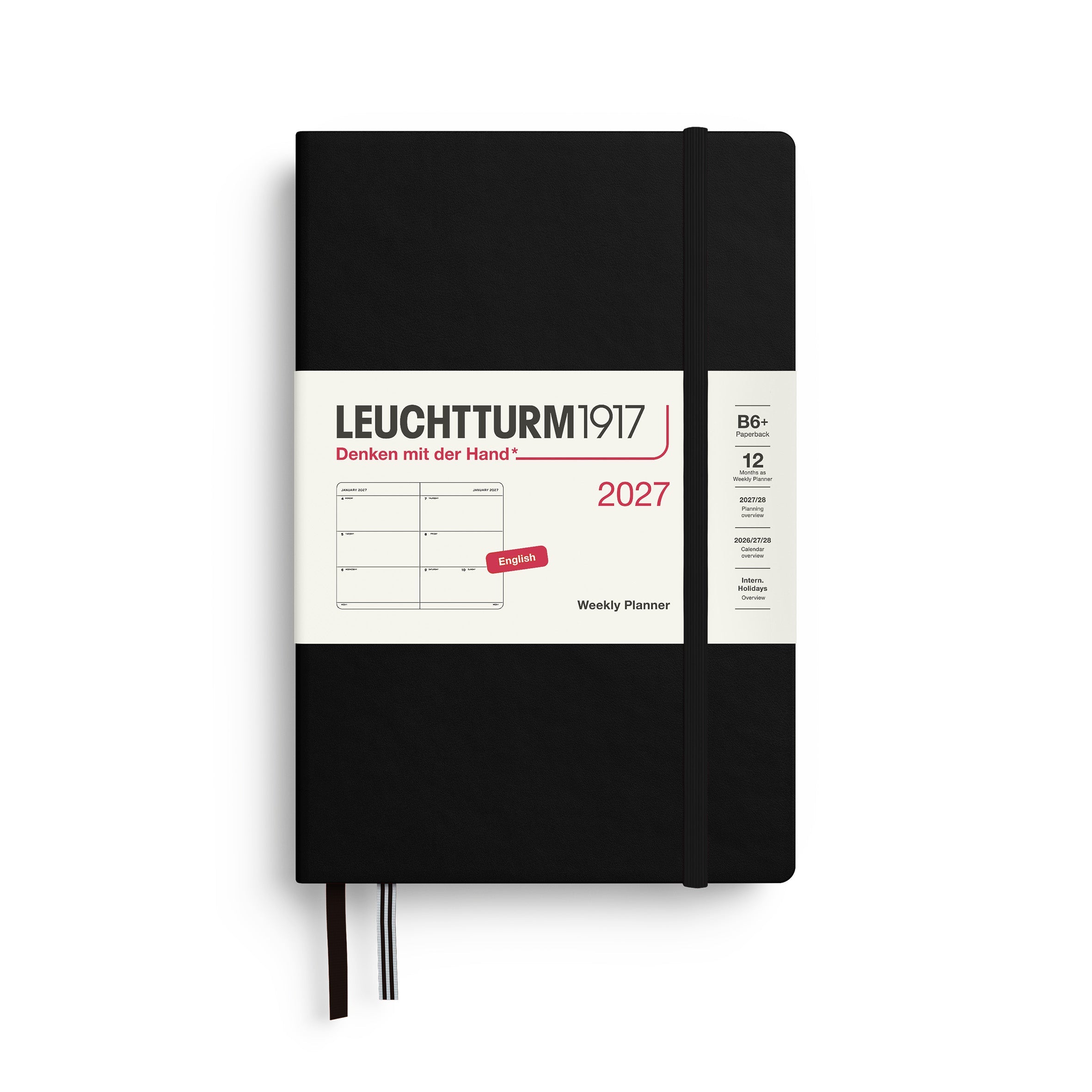 Leuchtturm1917 2027 B6+ Black Weekly Planner diary