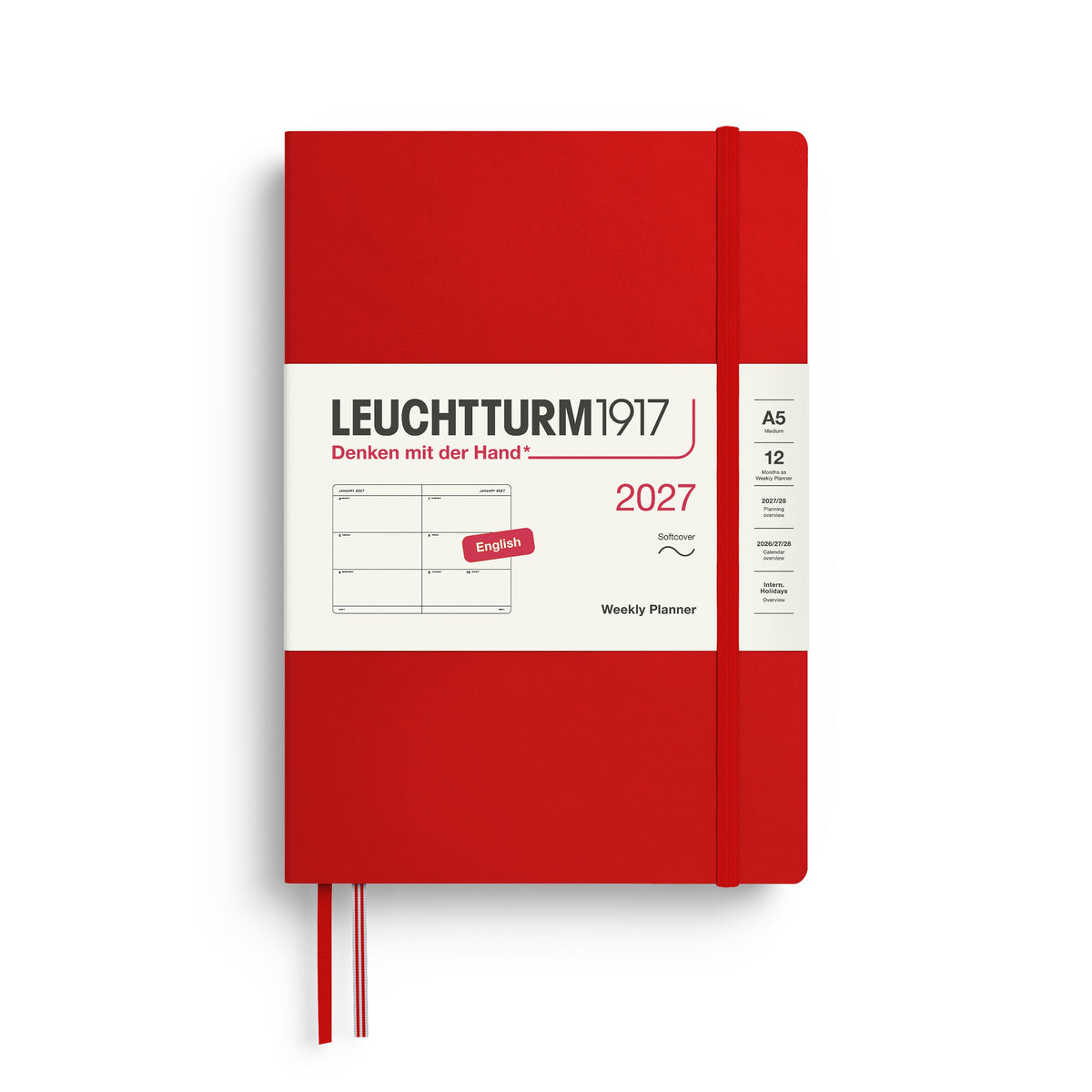 Leuchtturm1917 2027 A5 Cherry Weekly Planner diary, softcover