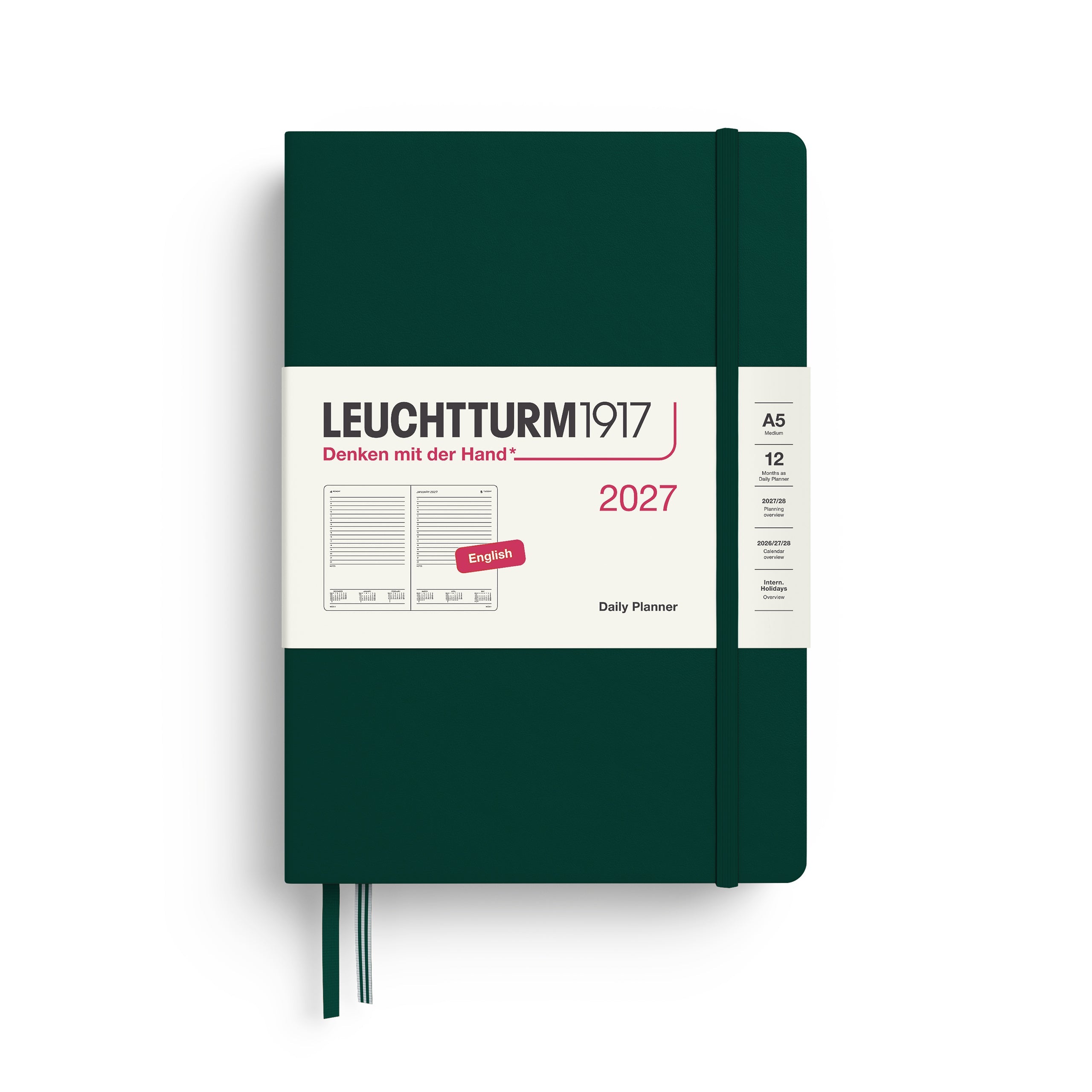 Leuchtturm1917 2027 A5 Forest Green Daily Planner diary