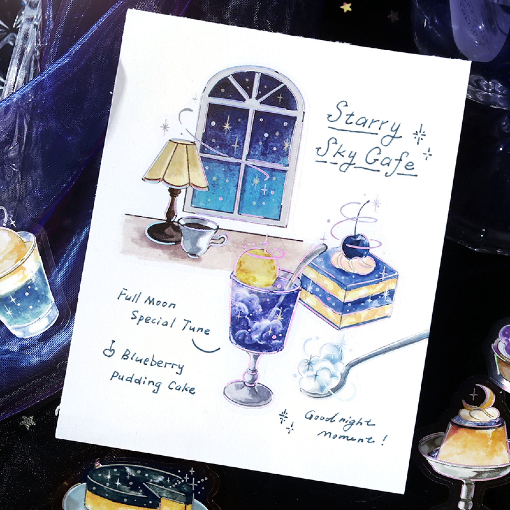 BGM - Planner Sticker - Flake Seal - Cafe a la Mode Sora - Night Sky