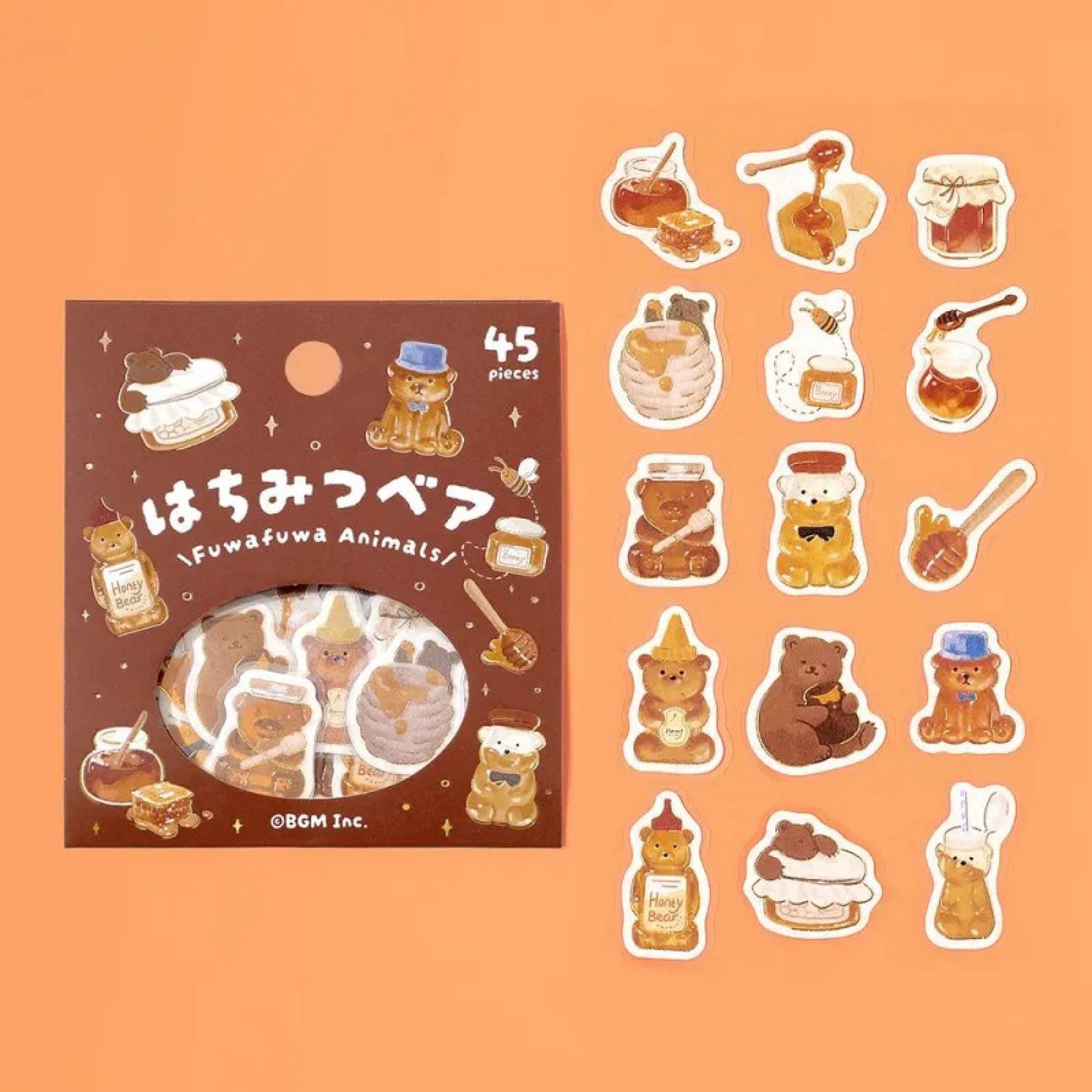 BGM - Planner Sticker - Flake Seal - Fluffy Animals - Honey Bear <Outgoing>