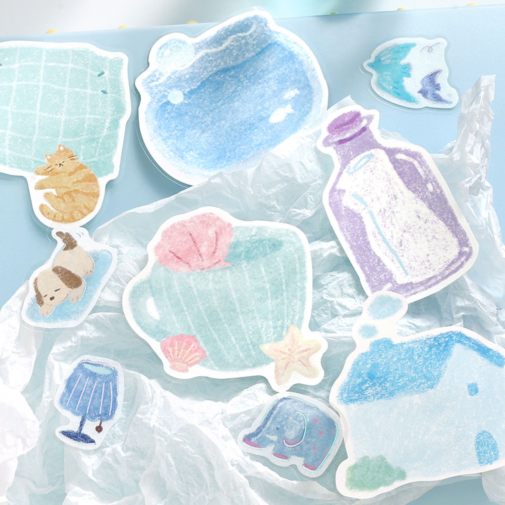 BGM - Planner Sticker - Flake Seal - Fuwari Sketch - Blue