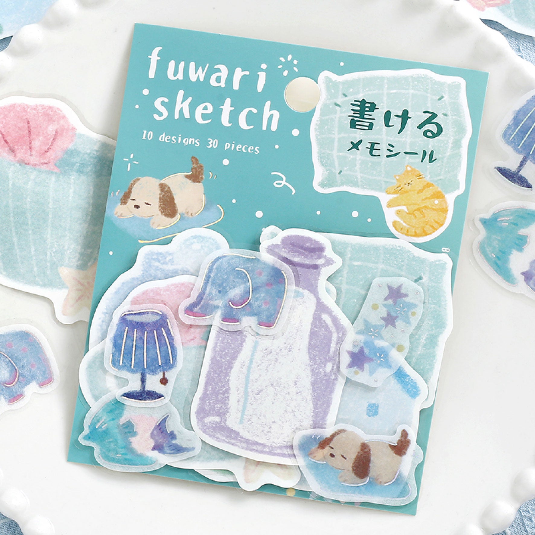 BGM - Planner Sticker - Flake Seal - Fuwari Sketch - Blue