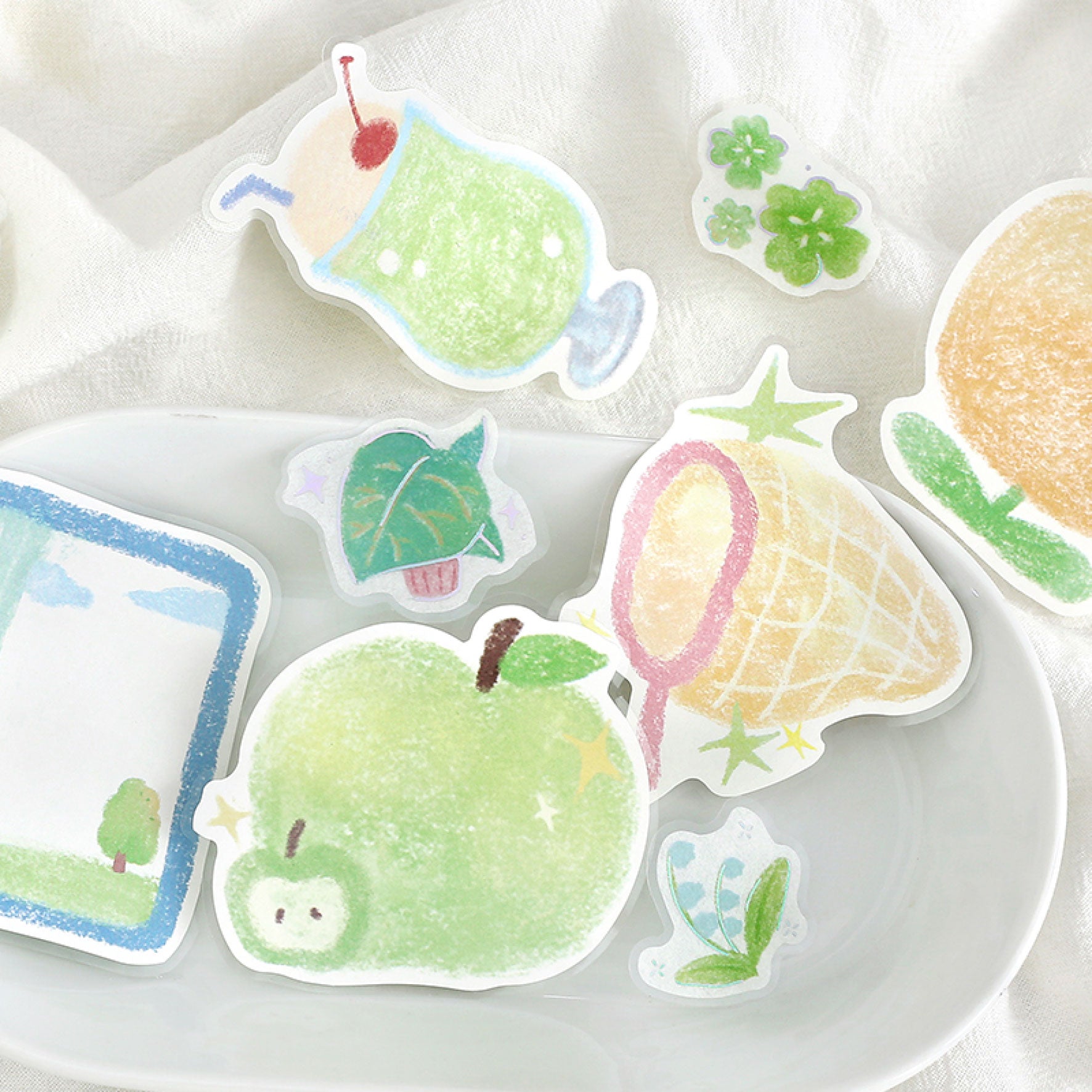BGM - Planner Sticker - Flake Seal - Fuwari Sketch - Green