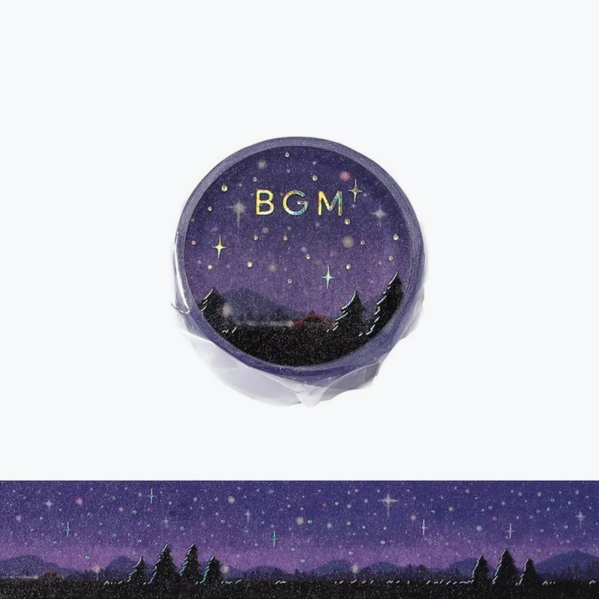 BGM Starry Sky washi tape with purple forest night scenery