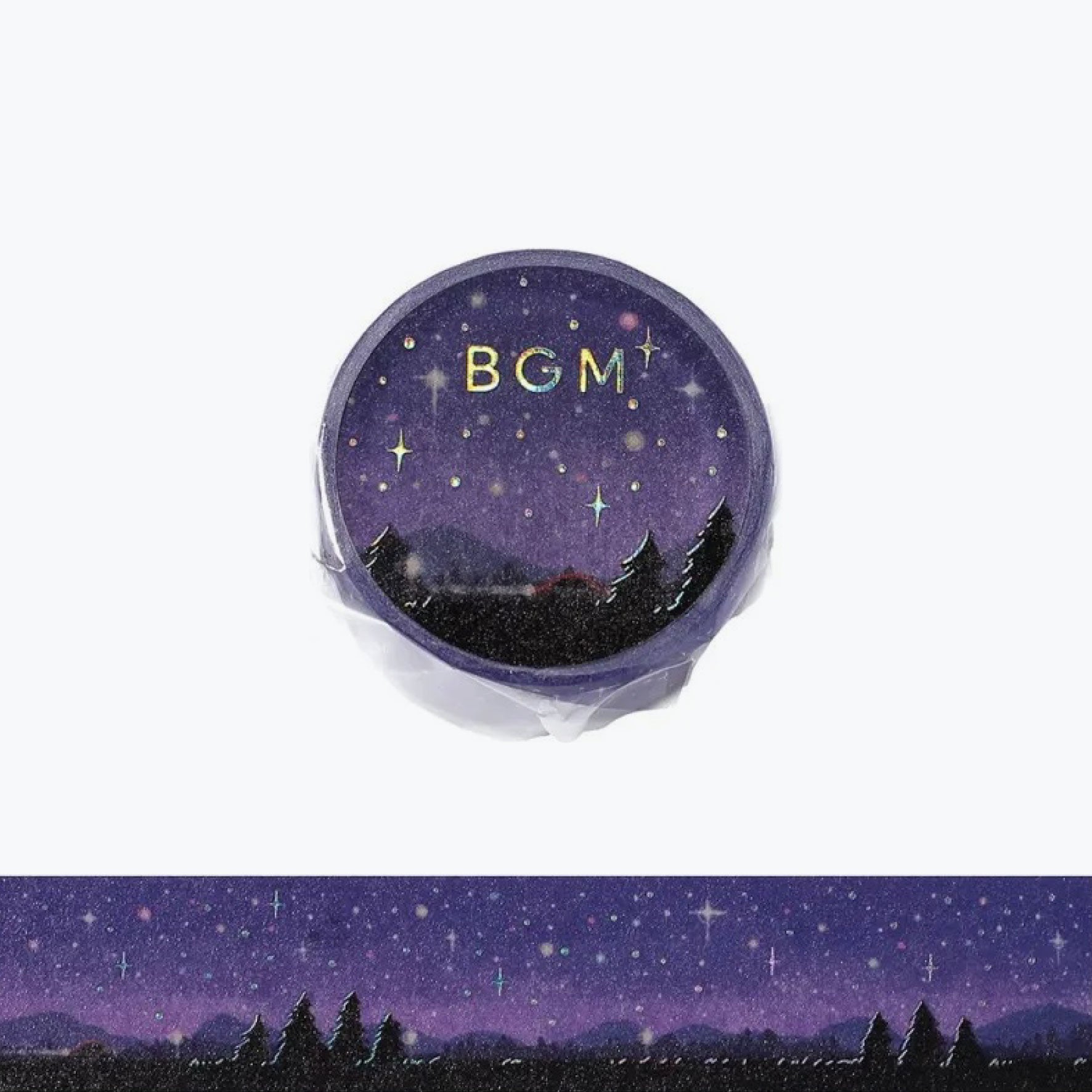BGM Starry Sky washi tape with purple forest night scenery