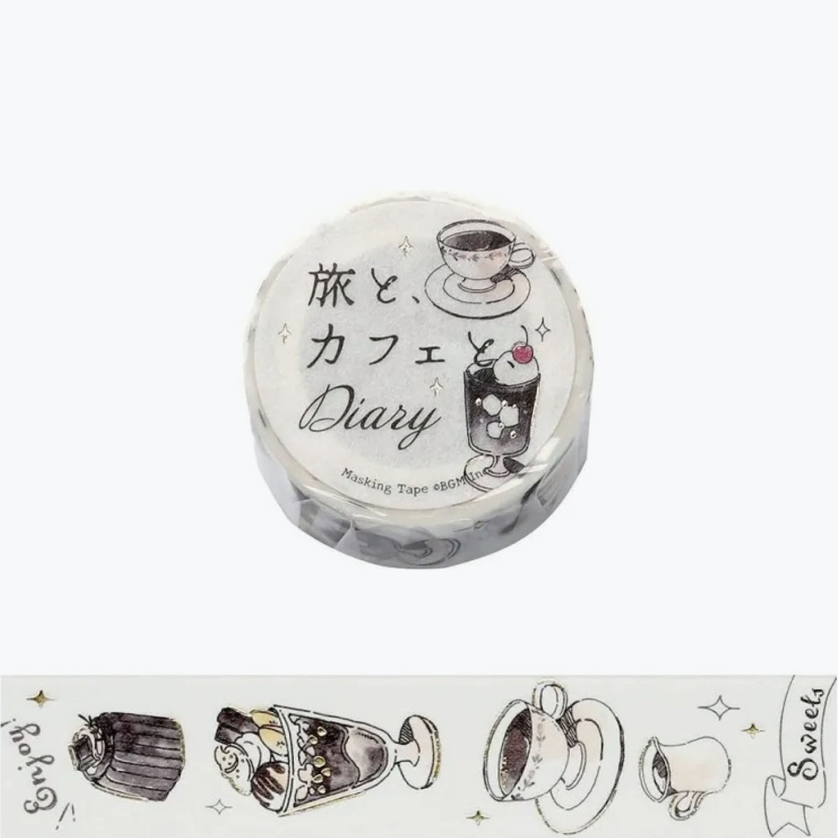 BGM washi tape with mocha toned coffee and sweets