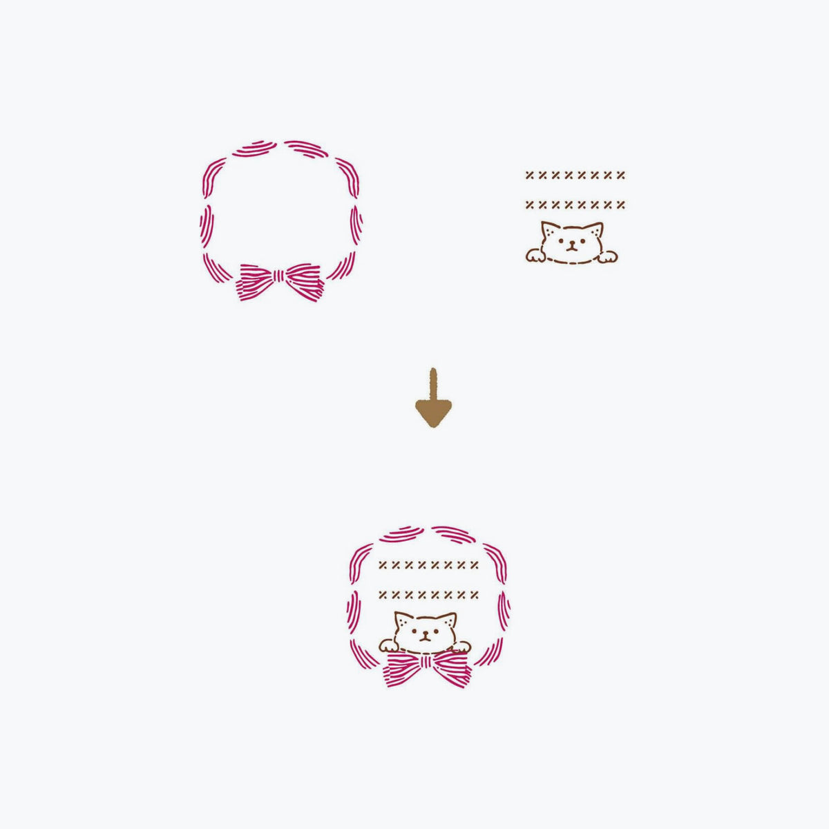 Kutsuwa - Stamp - Hancoco Slide - Cat Ribbon