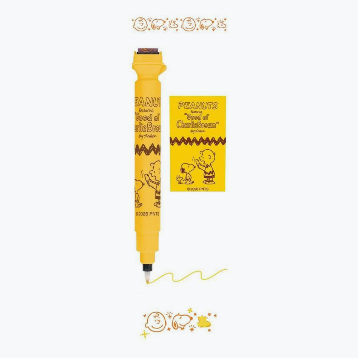 Kutsuwa - Stamp Pen - Cruro - Snoopy - Yellow