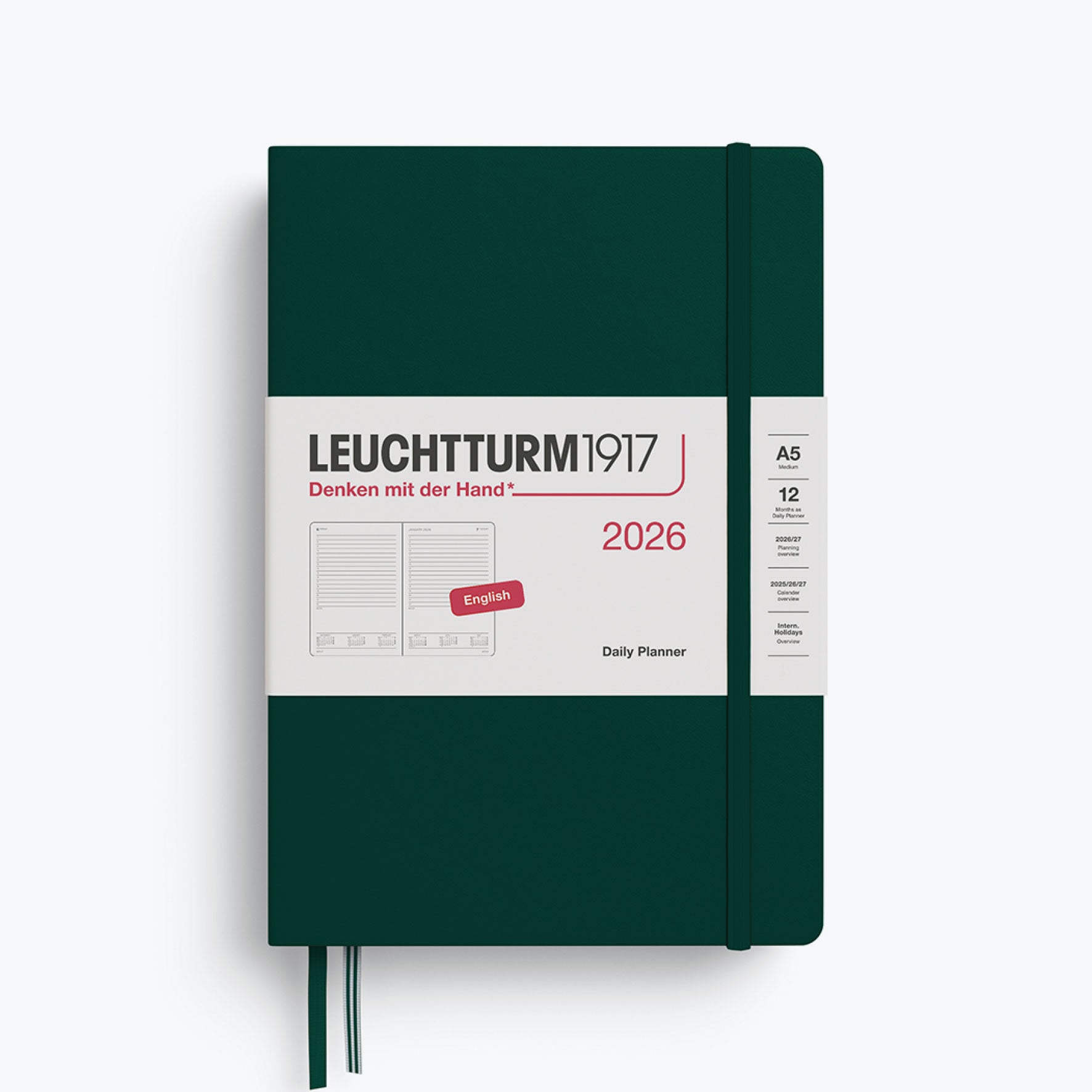 Leuchtturm1917 - 2026 Diary - Daily Planner - A5 - Forest Green