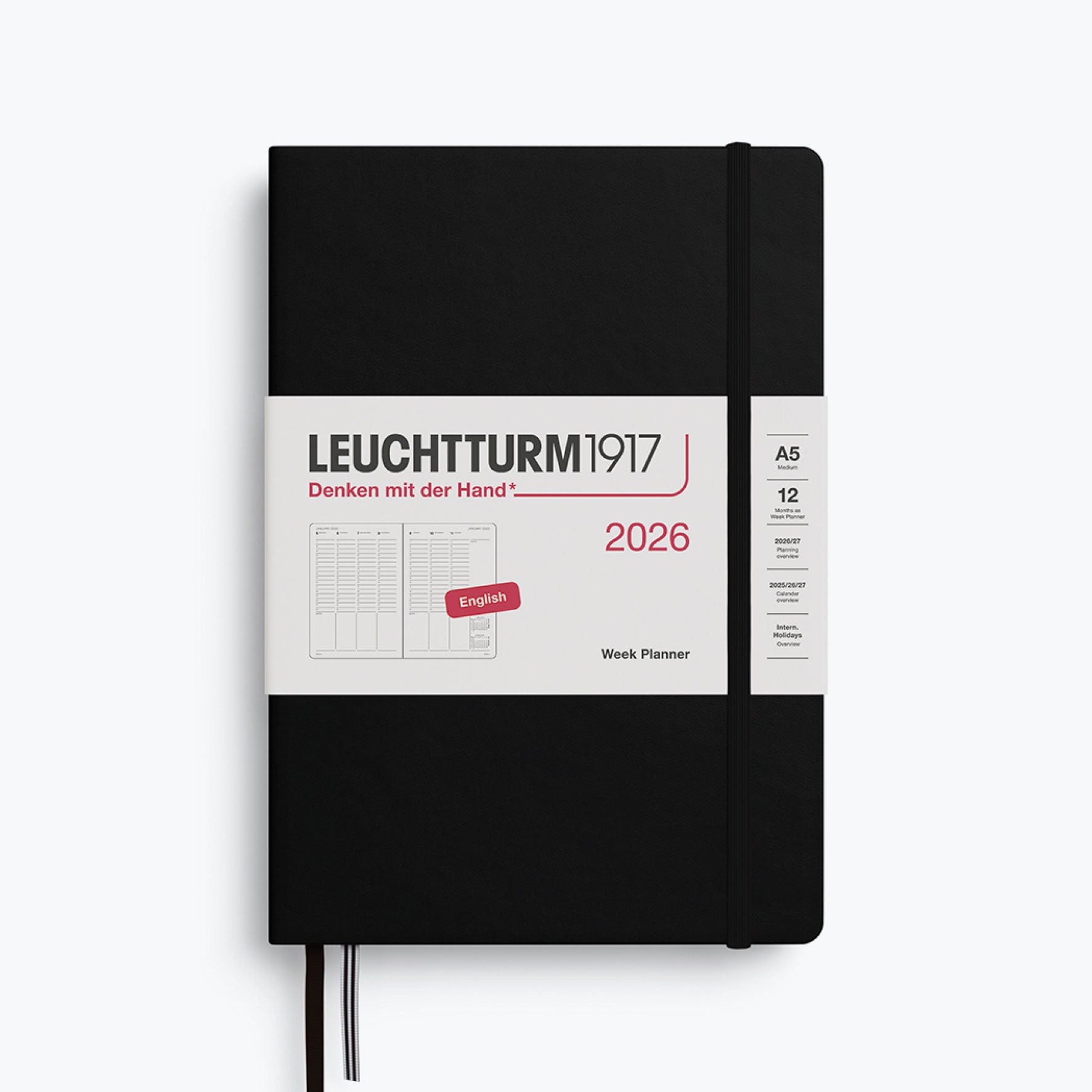 Leuchtturm1917 - 2026 Diary - Week Planner - A5 - Black