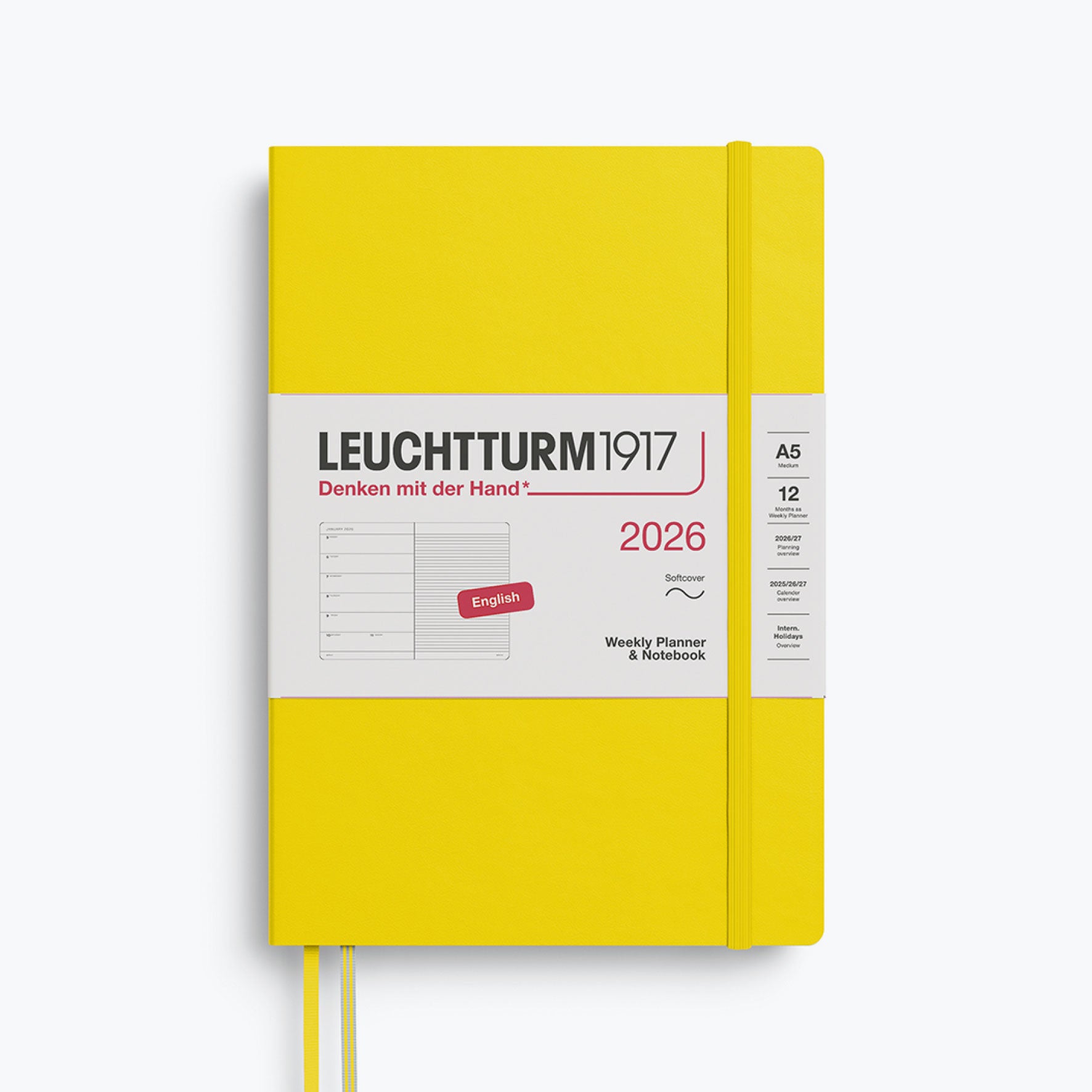 Leuchtturm1917 - 2026 Diary - Weekly Notebook - A5 - Lemon (Soft)