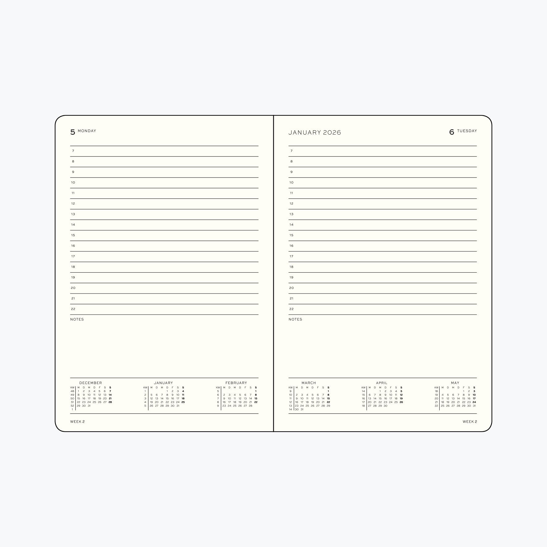 Leuchtturm1917 - 2026 Diary - Daily Planner - A6 - Port Red