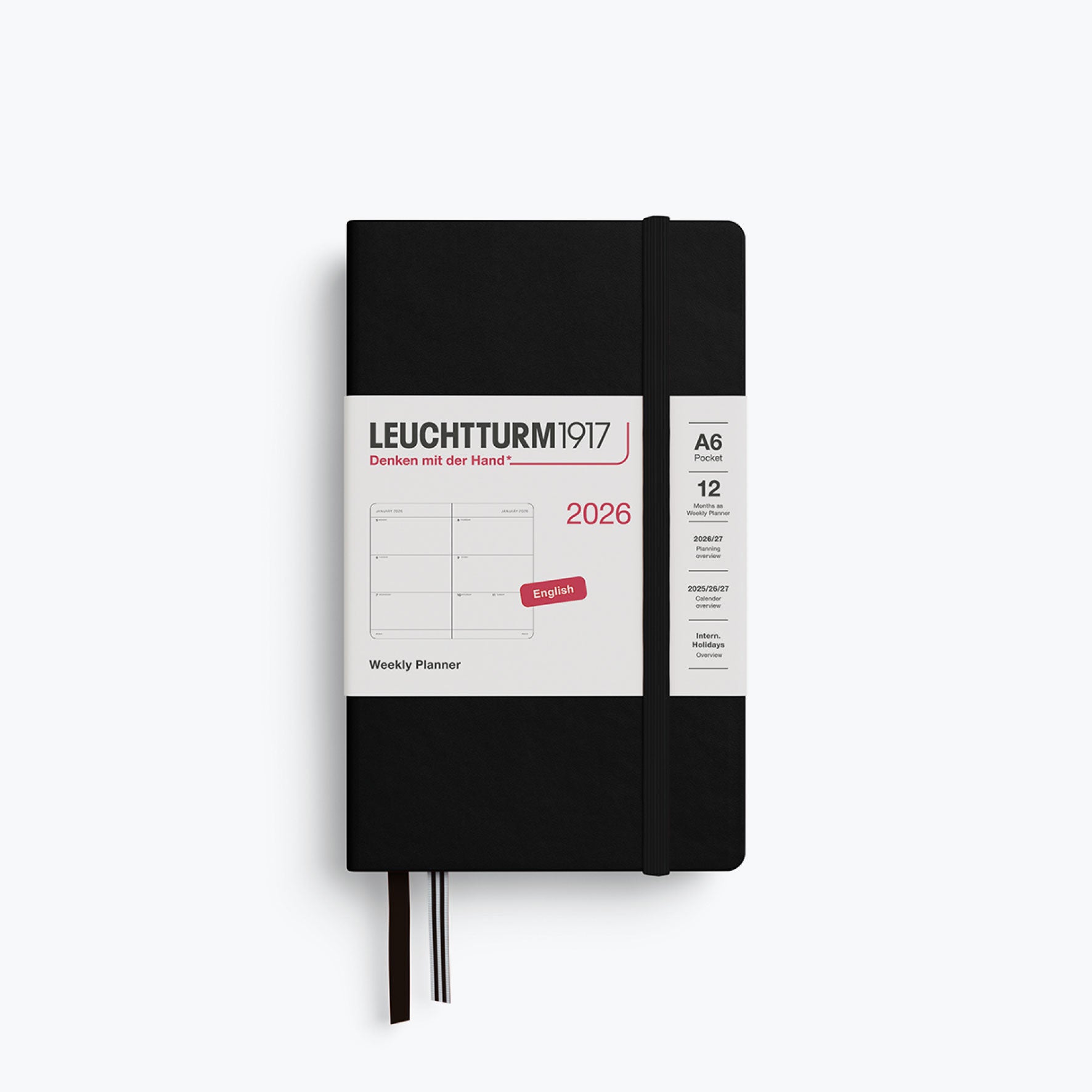 Leuchtturm1917 - 2026 Diary - Weekly Planner - A6 - Black (Hard)