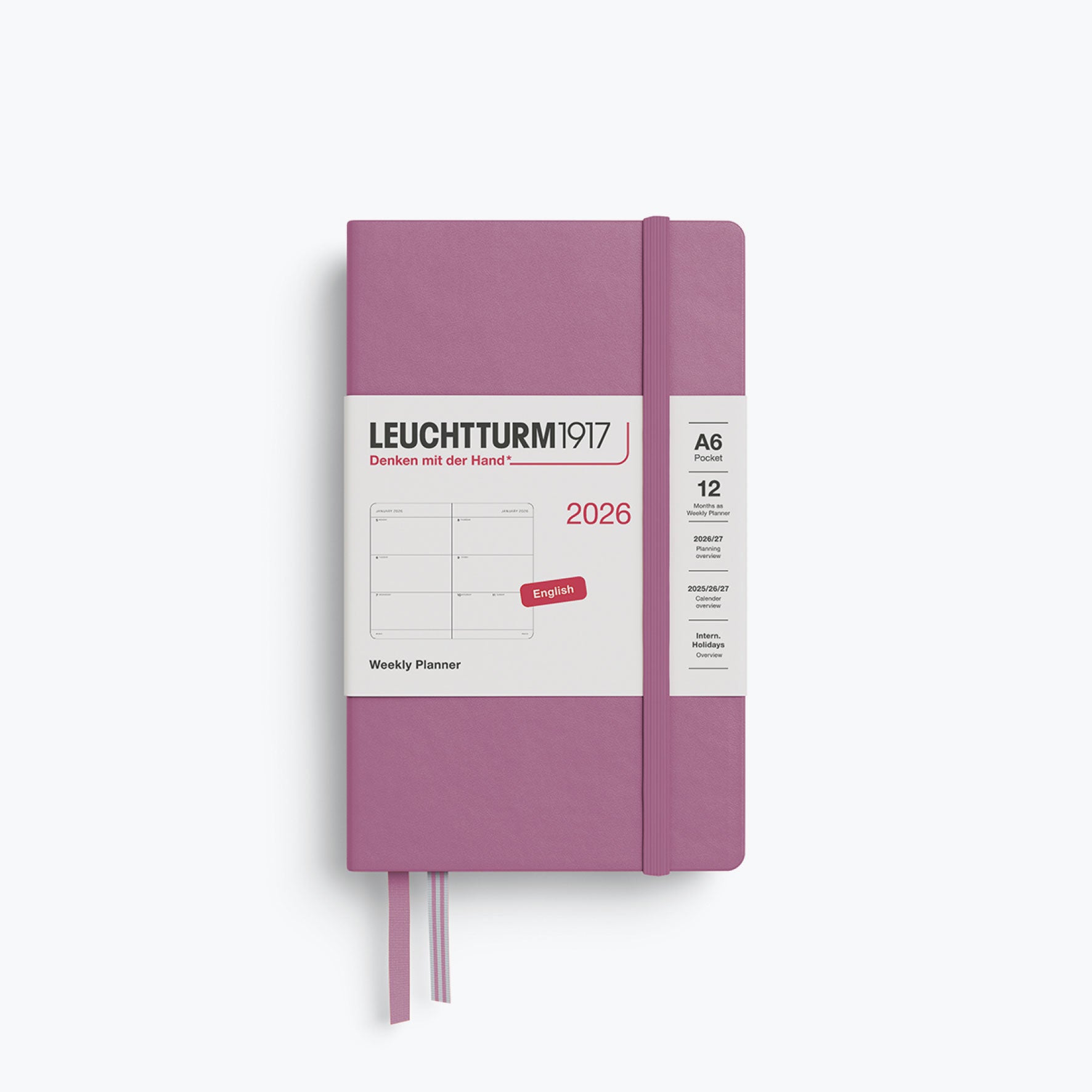 Leuchtturm1917 - 2026 Diary - Weekly Planner - A6 - Dusty Rose (Hard)