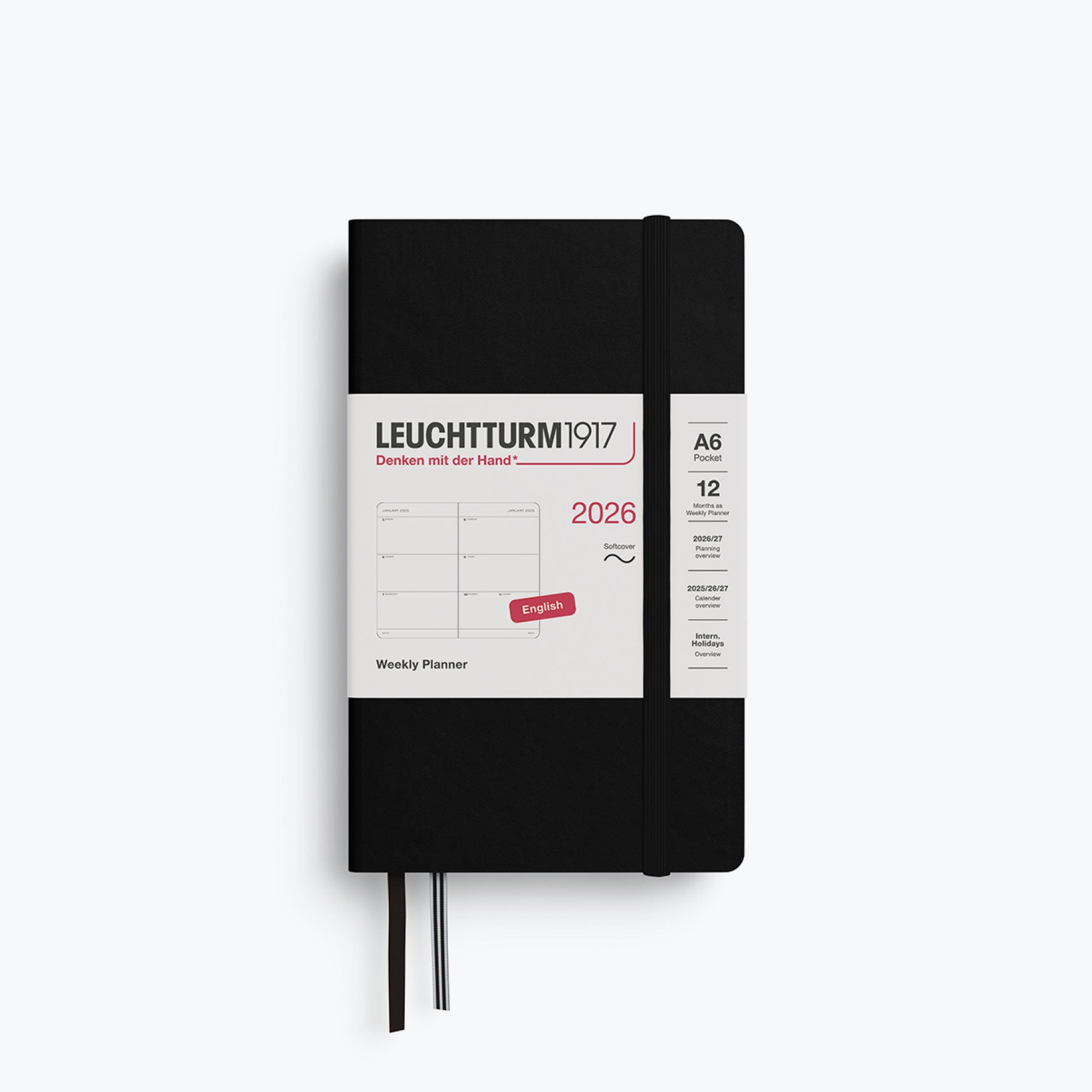 Leuchtturm1917 - 2026 Diary - Weekly Planner - A6 - Black (Soft)