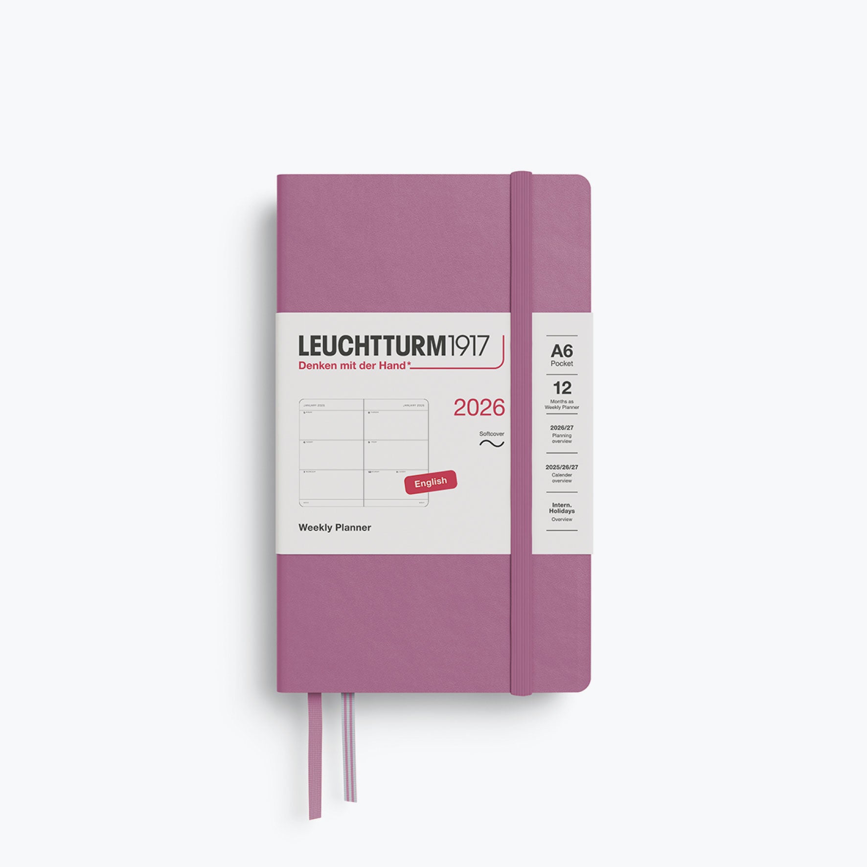 Leuchtturm1917 - 2026 Diary - Weekly Planner - A6 - Dusty Rose (Soft)