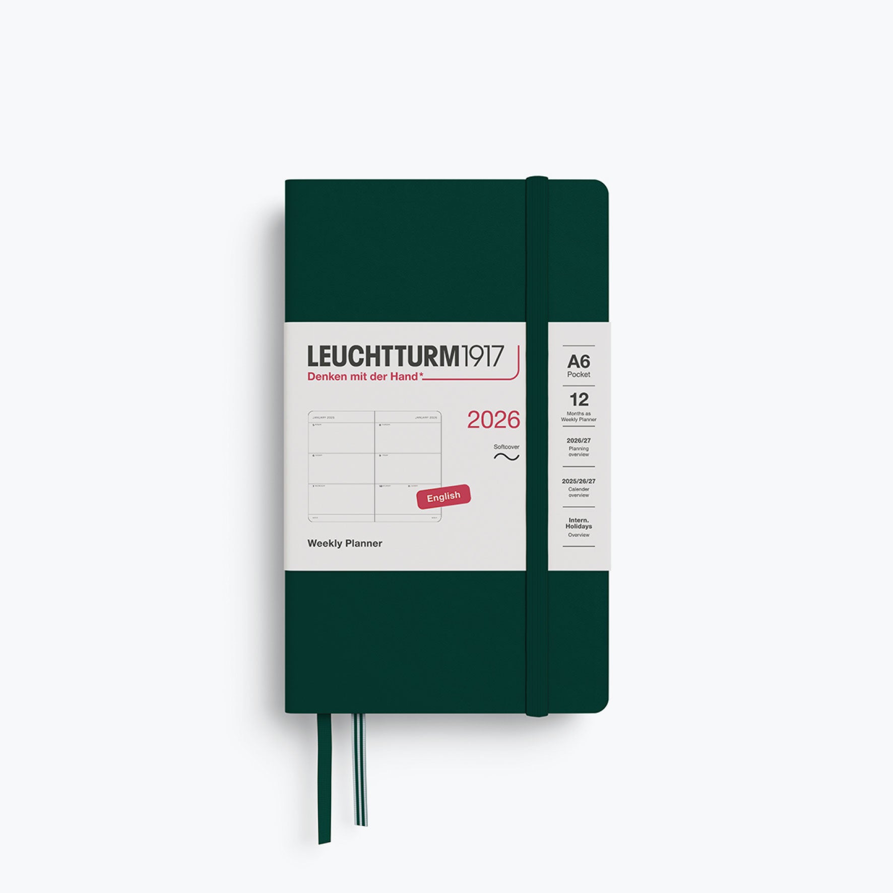 Leuchtturm1917 - 2026 Diary - Weekly Planner - A6 - Forest Green (Soft)