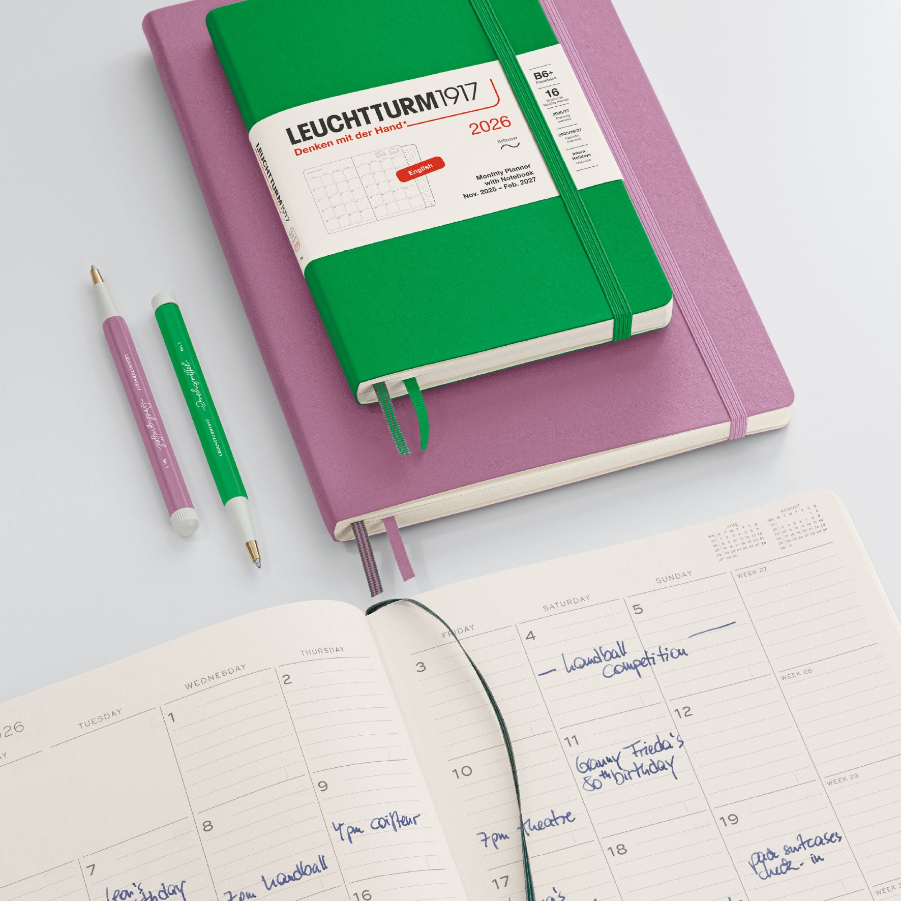 Leuchtturm1917 - 2026 Diary - Monthly Notebook - B5 - Spring Leaf