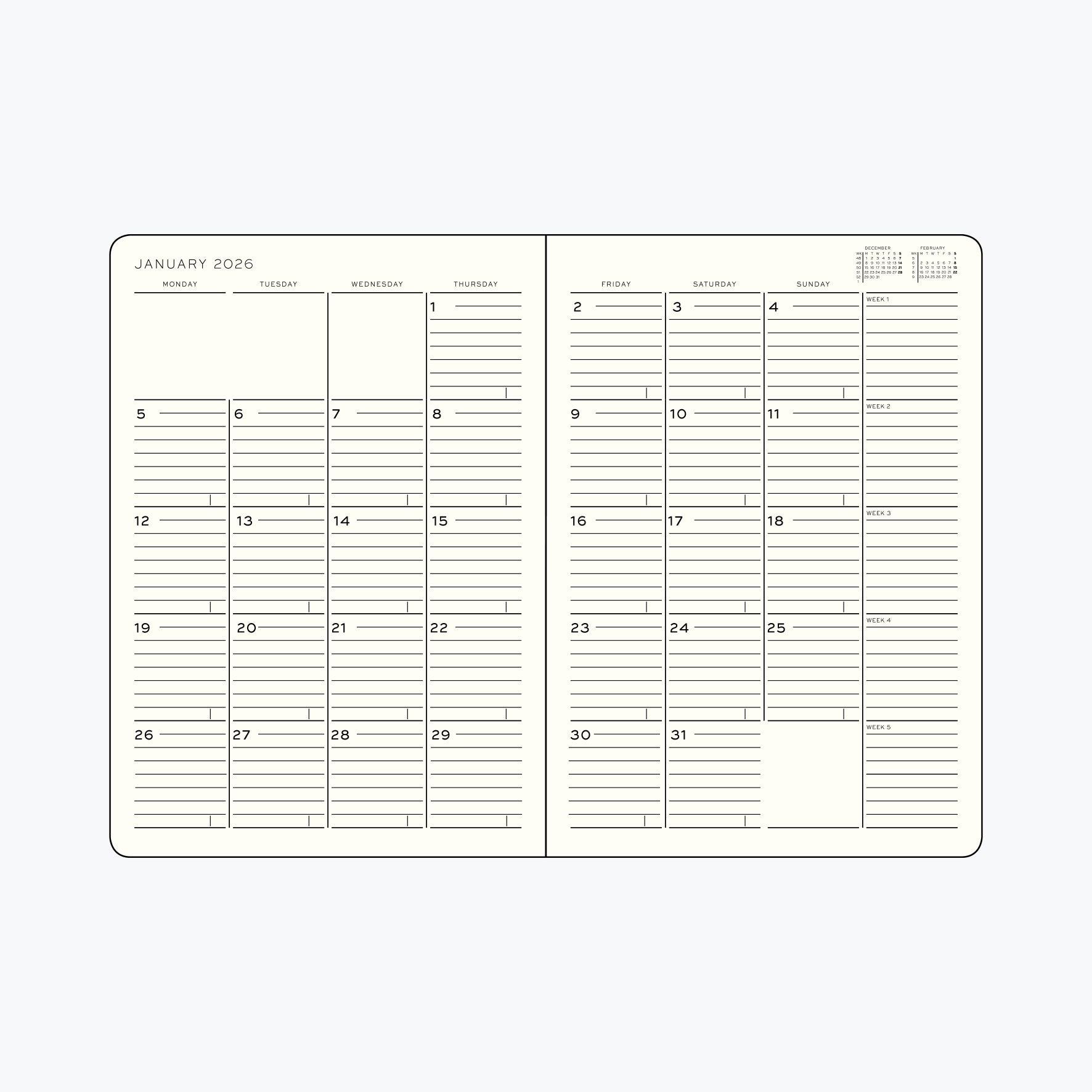 Leuchtturm1917 - 2026 Diary - Monthly Notebook - B5 - Rising Sun