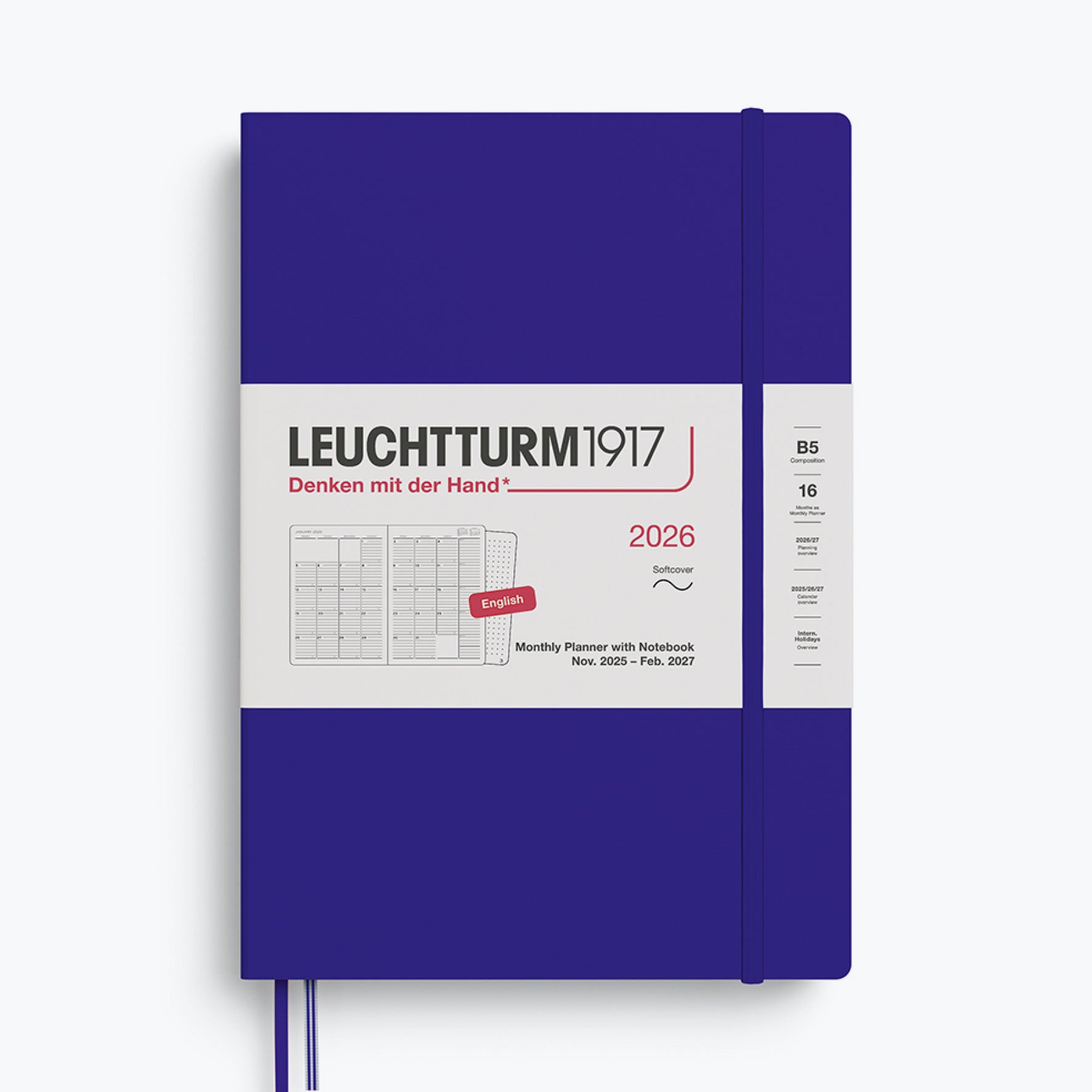 Leuchtturm1917 - 2026 Diary - Monthly Notebook - B5 - Ink