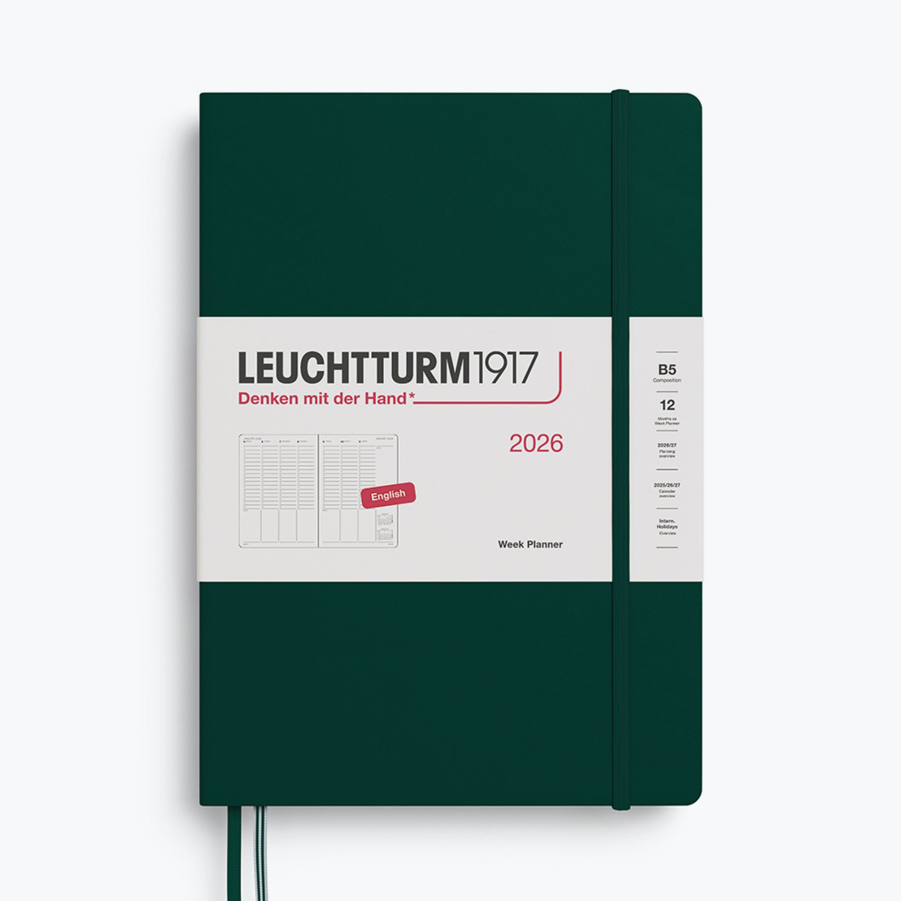 Leuchtturm1917 - 2026 Diary - Week Planner - B5 - Forest Green
