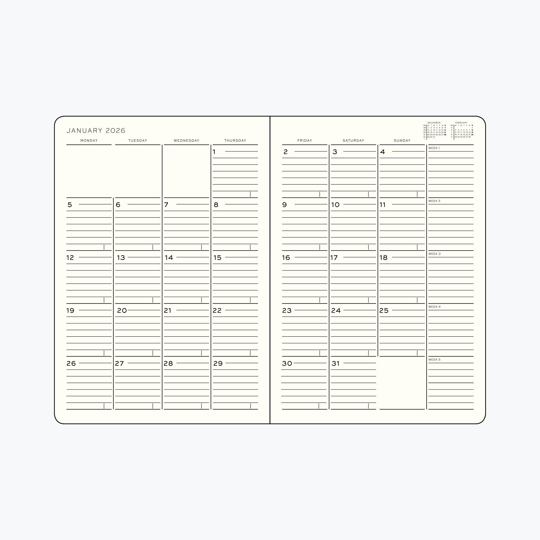 Leuchtturm1917 - 2026 Diary - Monthly Notebook - B6 - Dusty Rose