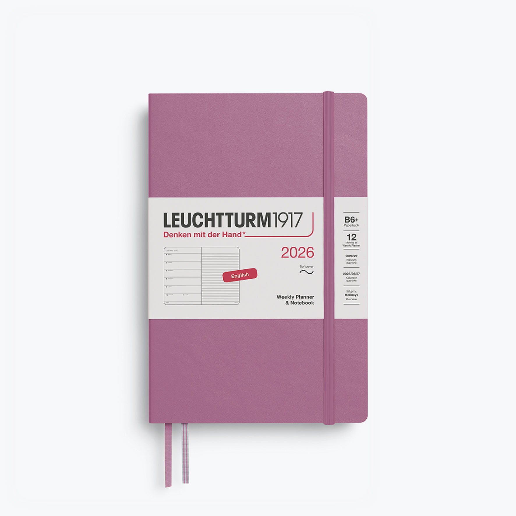 Leuchtturm1917 - 2026 Diary - Weekly Notebook - B6+ - Dusty Rose