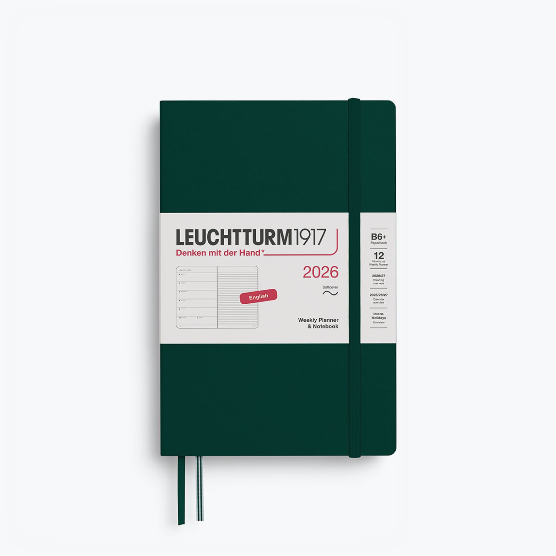 Leuchtturm1917 - 2026 Diary - Weekly Notebook - B6+ - Forest Green