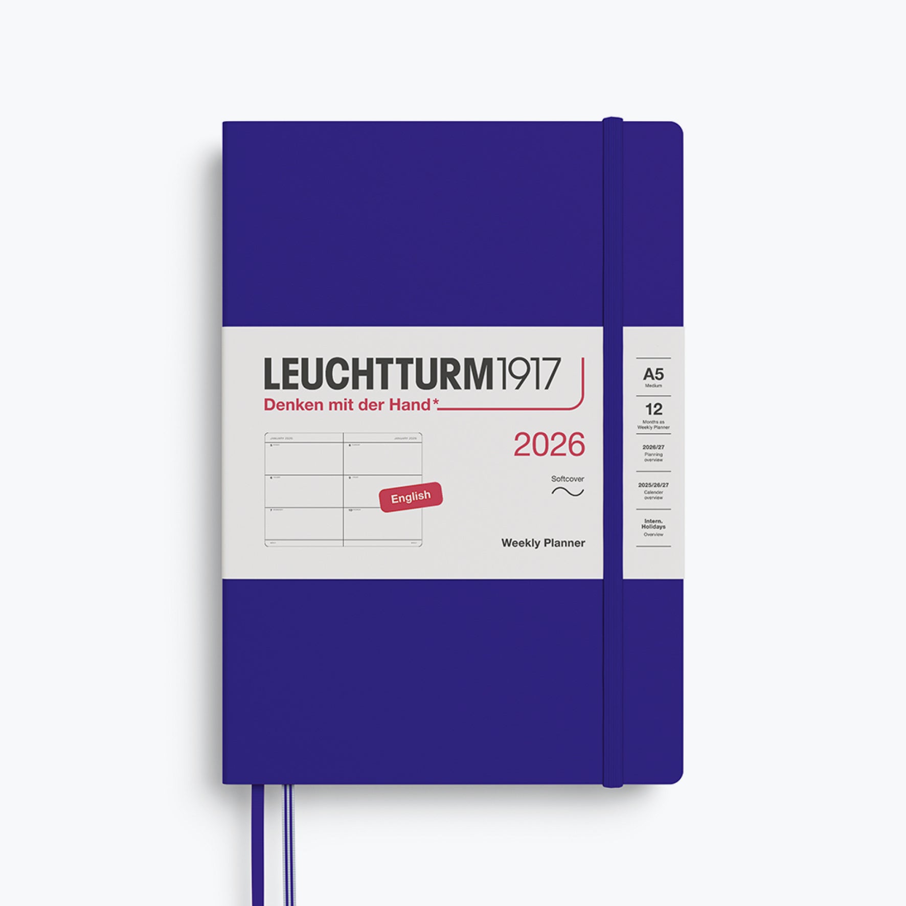Leuchtturm1917 - 2026 Diary - Weekly Planner - A5 - Ink (Soft)