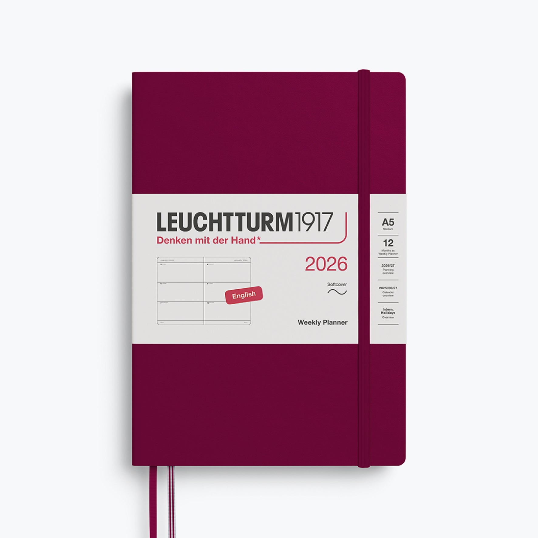 Leuchtturm1917 - 2026 Diary - Weekly Planner - A5 - Port Red (Soft)