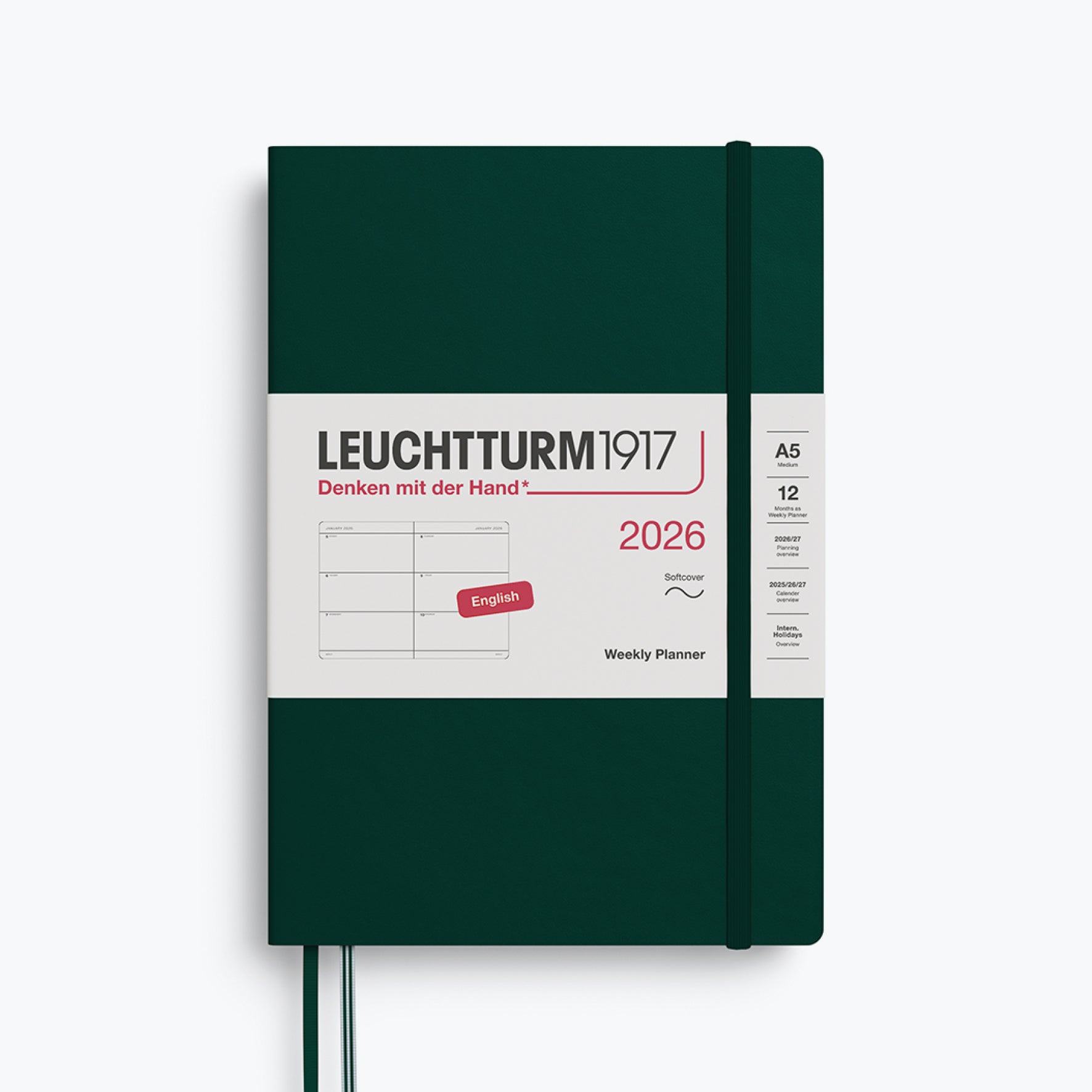 Leuchtturm1917 - 2026 Diary - Weekly Planner - A5 - Forest Green (Soft)