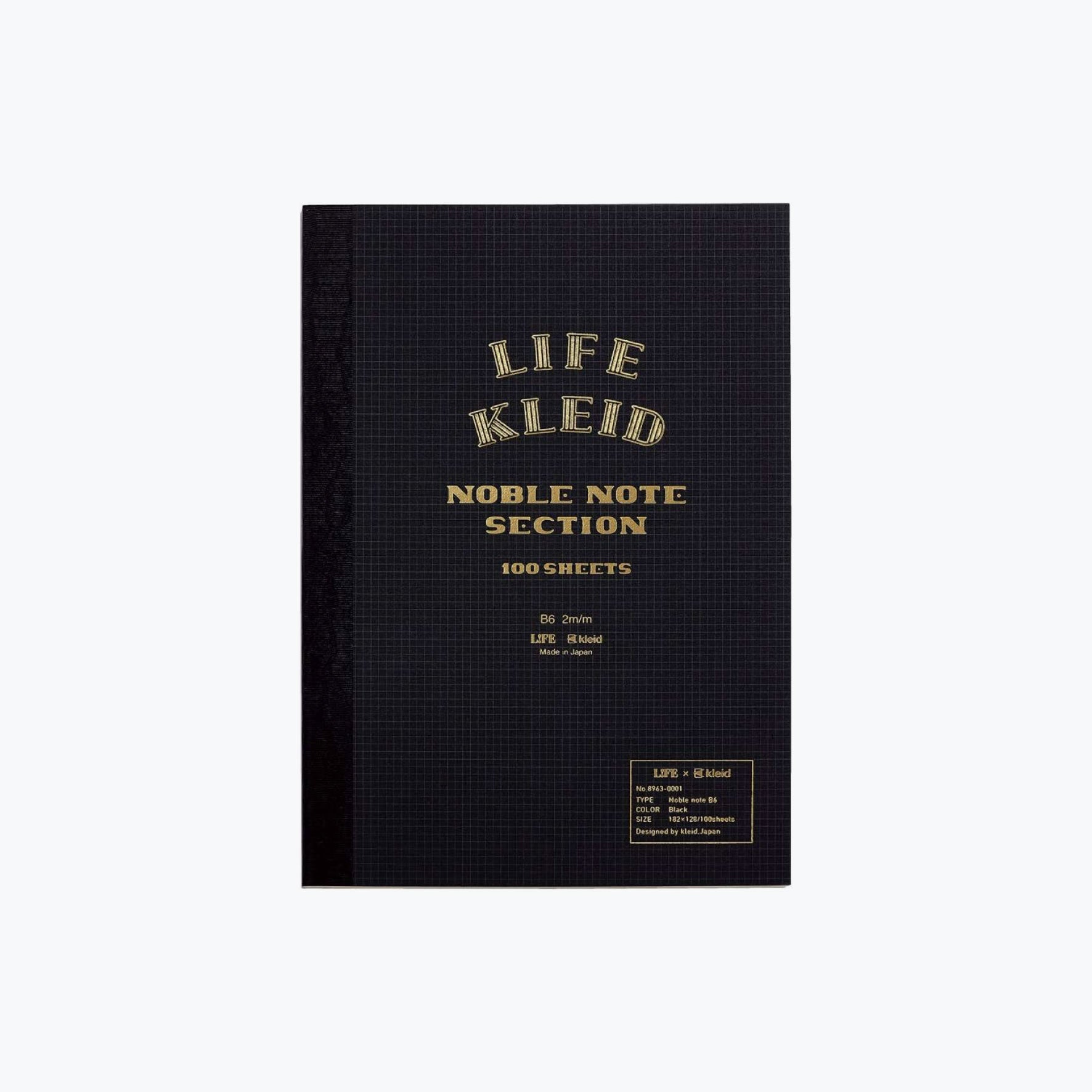 Life x Kleid - Notebook - Noble Note 2mm Grid - B6 - Black