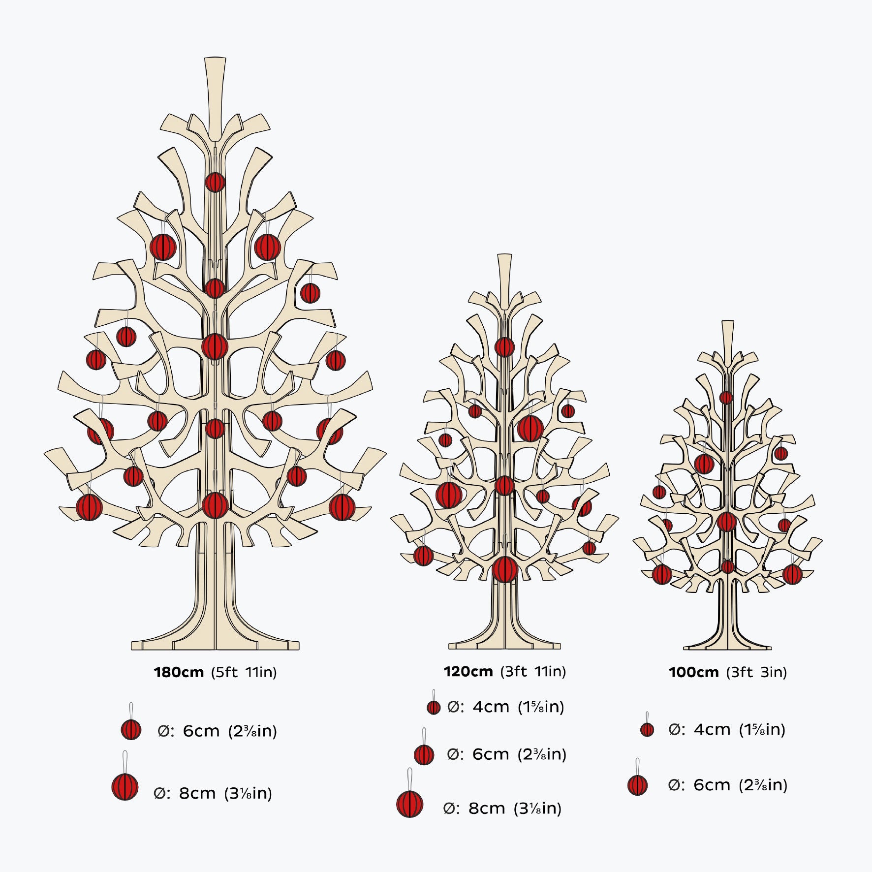 Lovi - Ornament - Baubles - 4cm - Dark Red (Pack of 6)