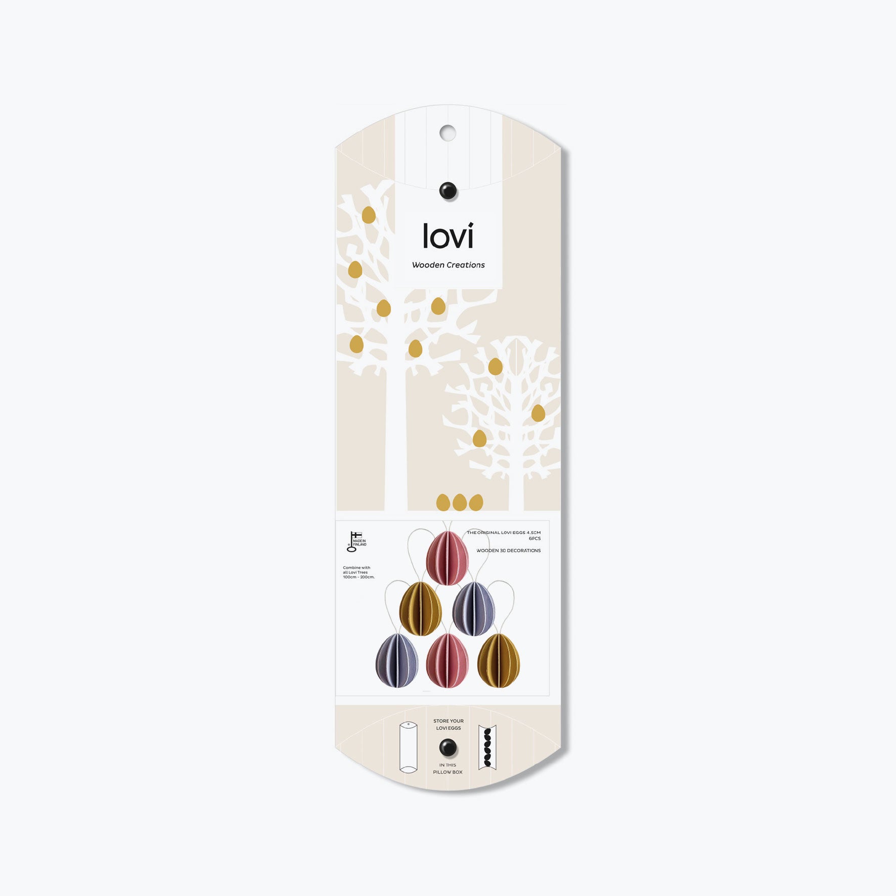 Lovi - Ornament - Eggs (Pillow Box) - 4.5cm - Colour Mix (Pack of 6)
