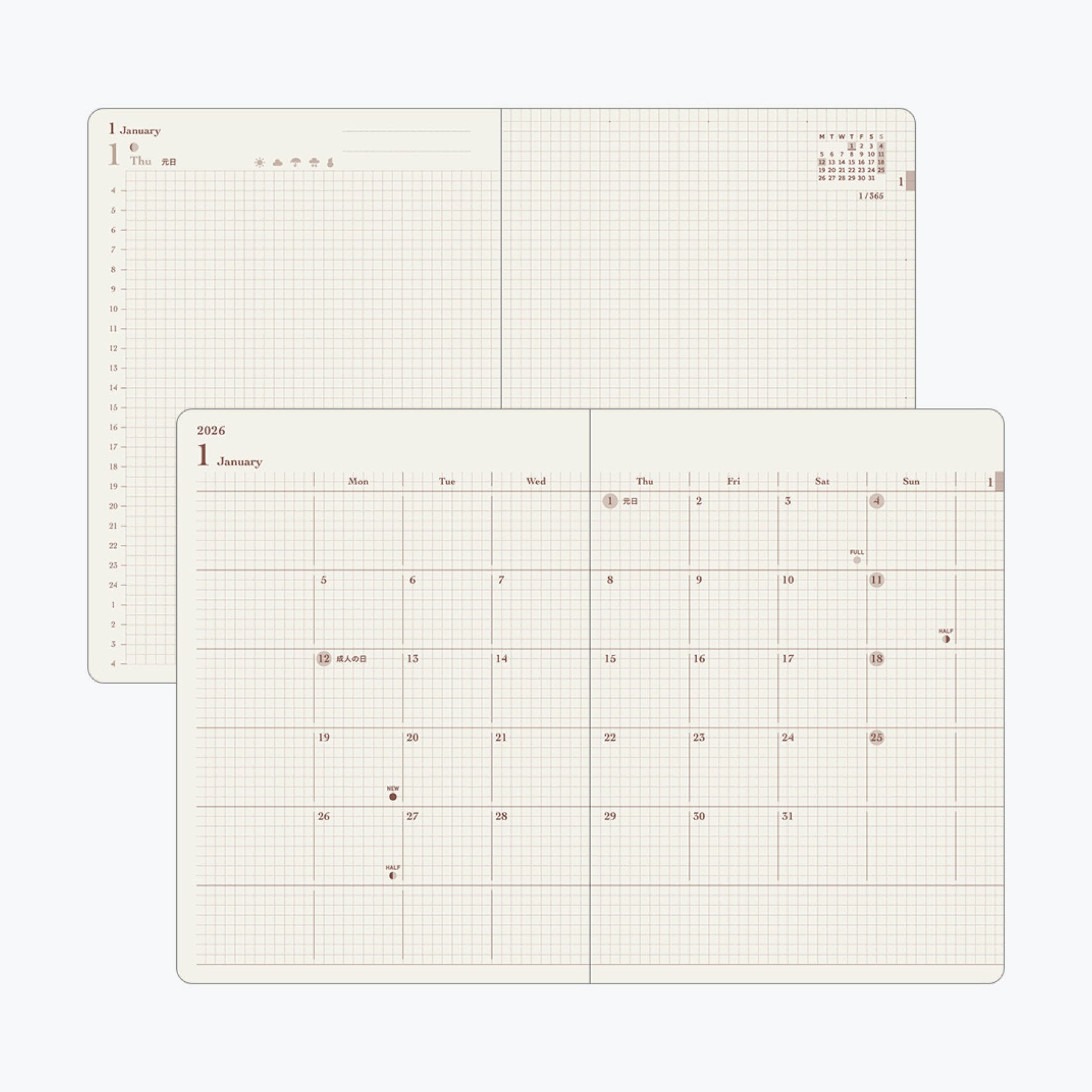 Midori - 2026 Diary - Hibino - A6 - Camel
