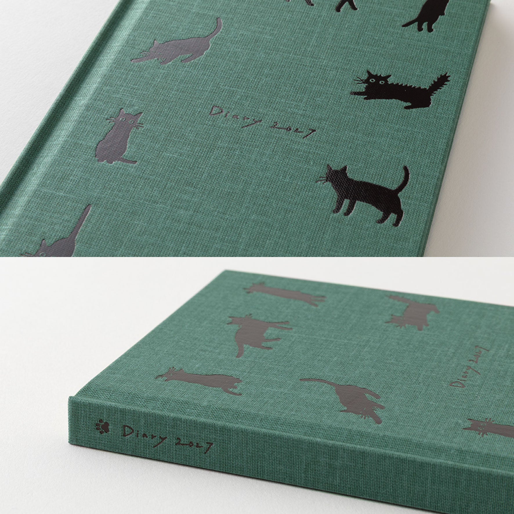 Midori - 2027 Diary - Book Style - B6 - Cats Green
