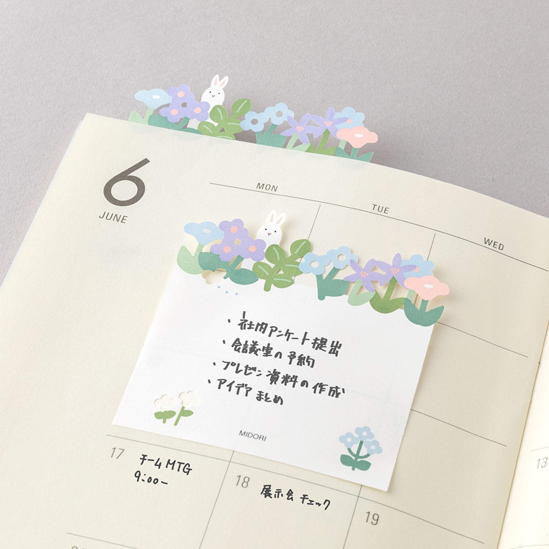 Midori - Notepad - Sticky Notes - Die-Cut - Flower Garden