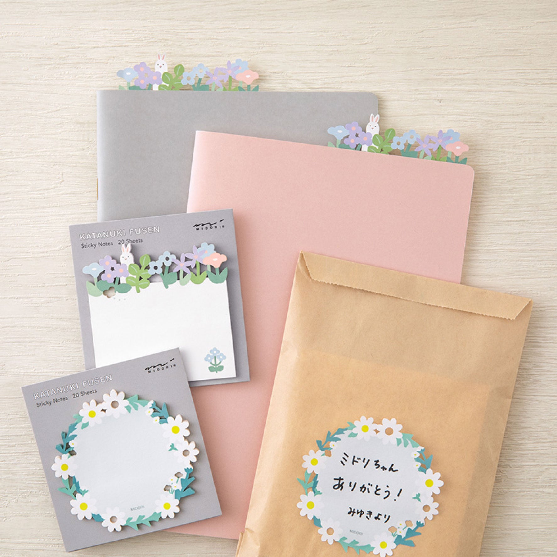 Midori - Notepad - Sticky Notes - Die-Cut - Flower Garden